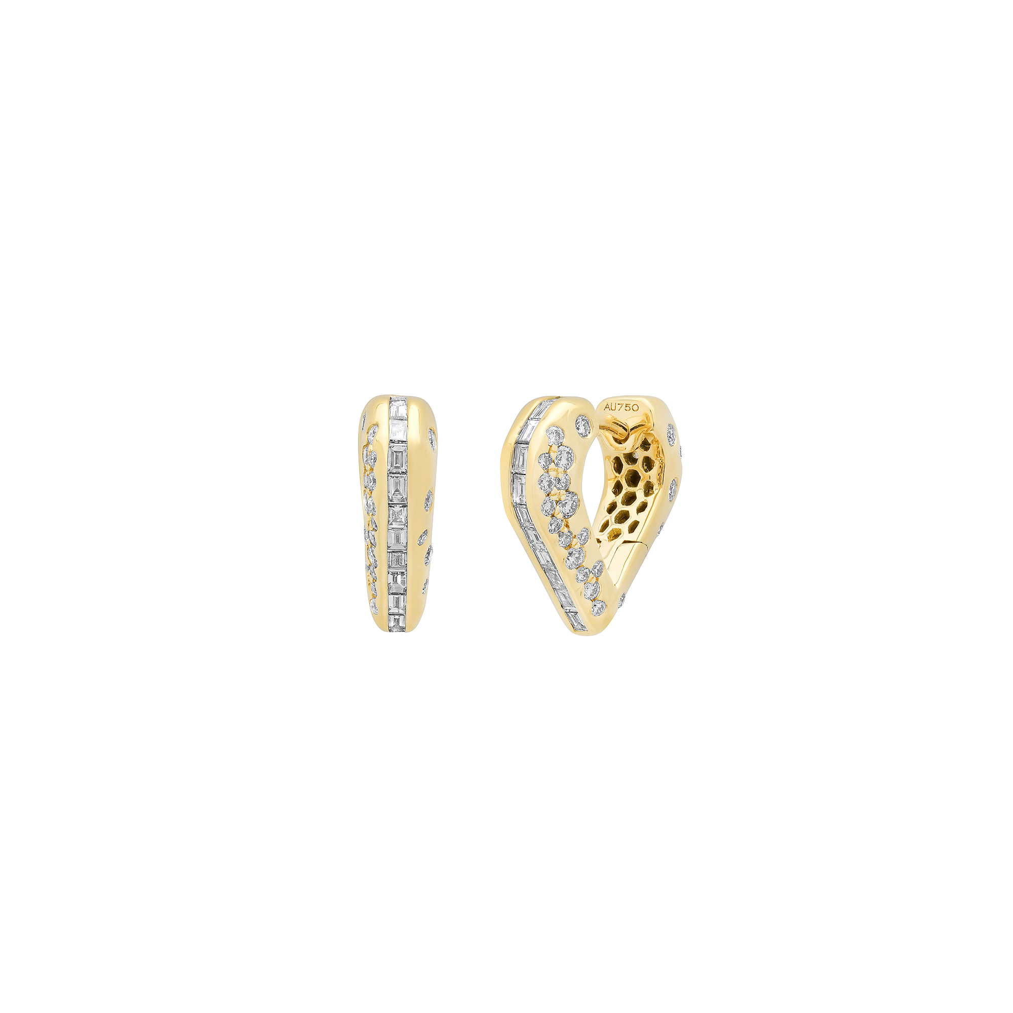 Papua Gold & Diamond Small Heart Hoop