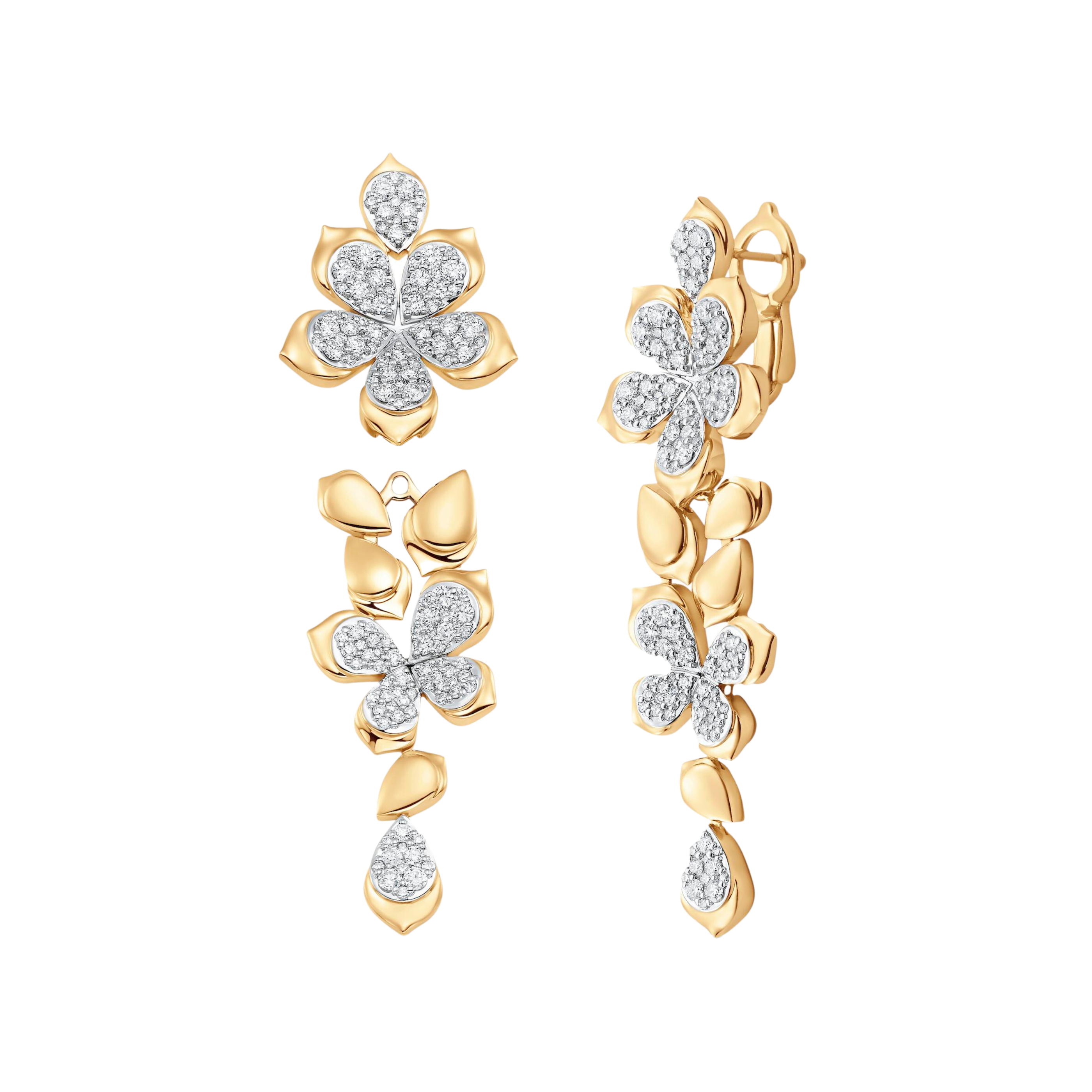 Lierre Gold and Diamond Detachable Partial Pear Flower Drop Earring