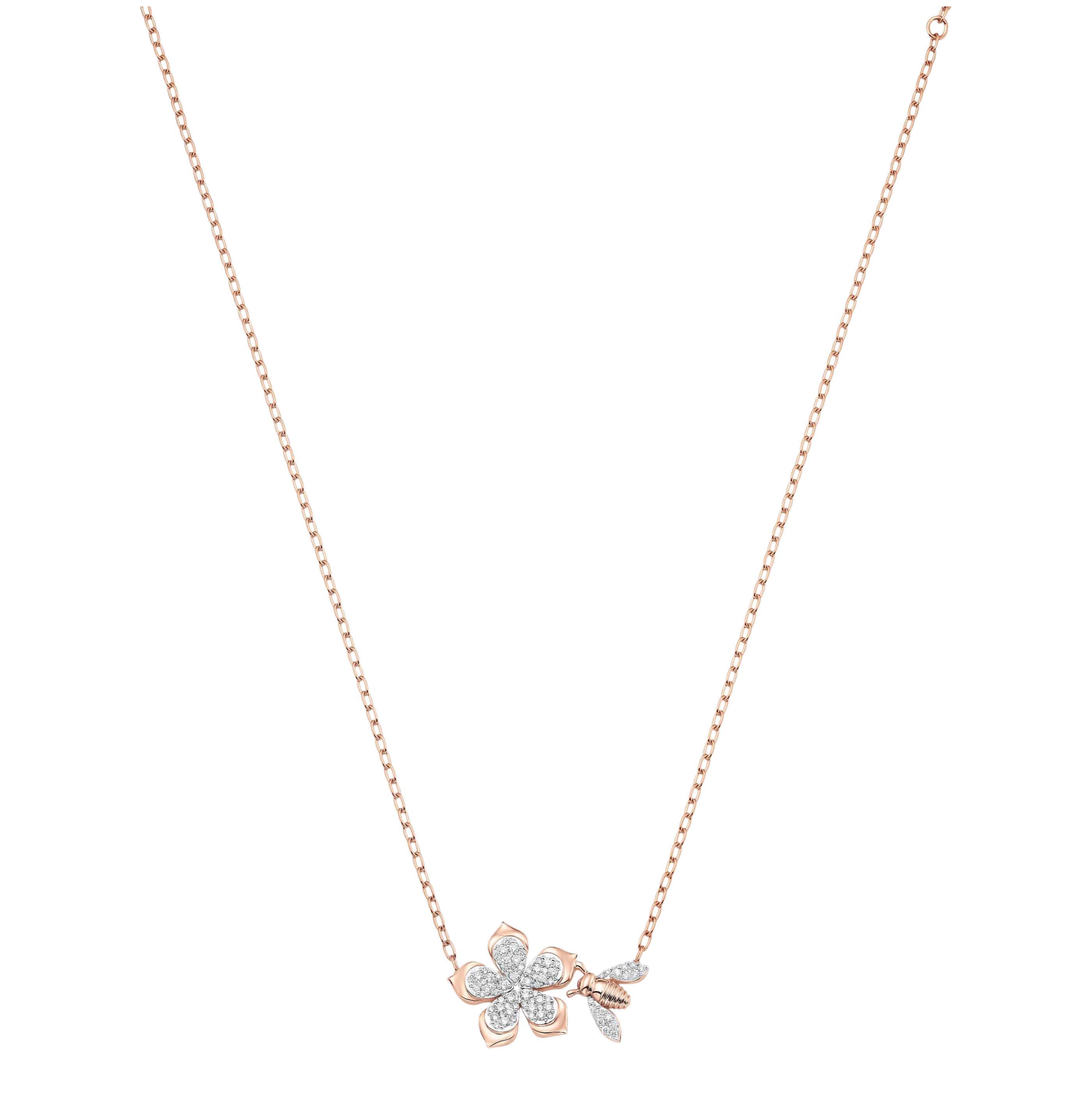 Queen Bee Gold and Diamond Full Pear Flower Necklace