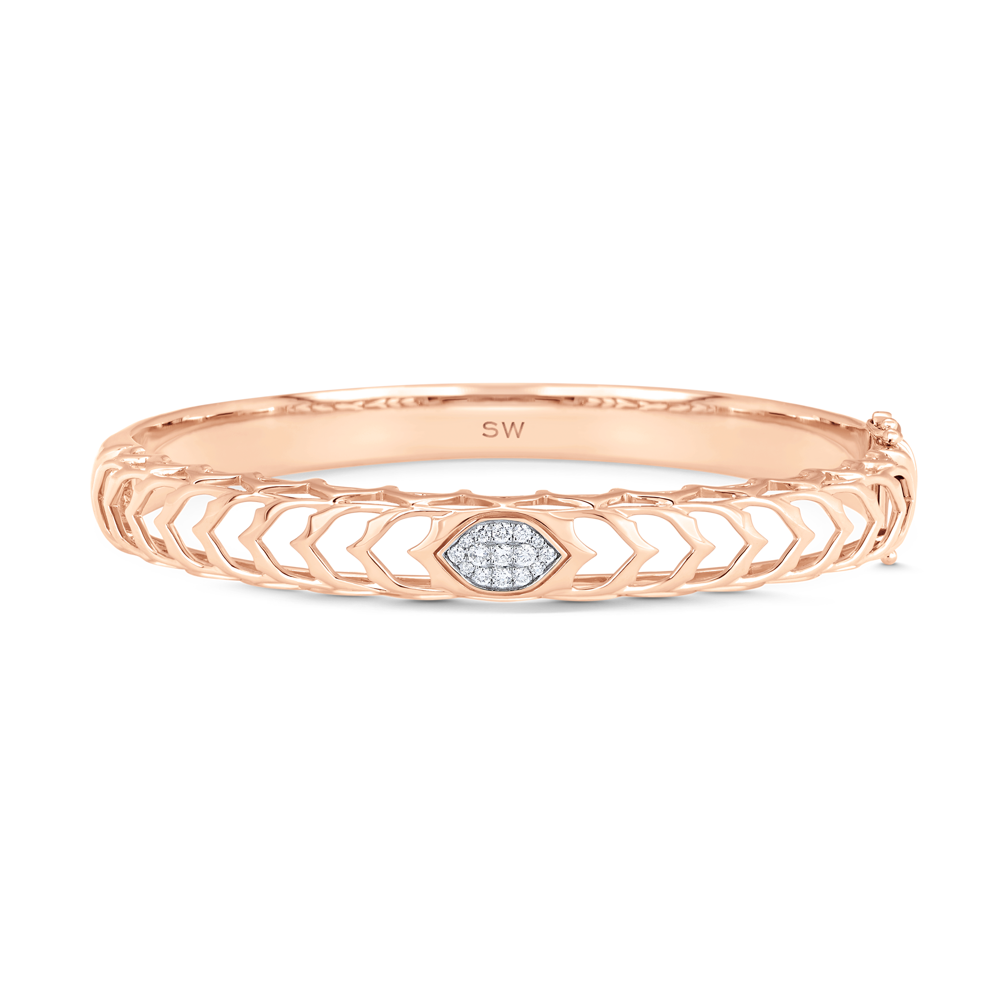 Dentelle Gold and Diamond Cluster Bangle