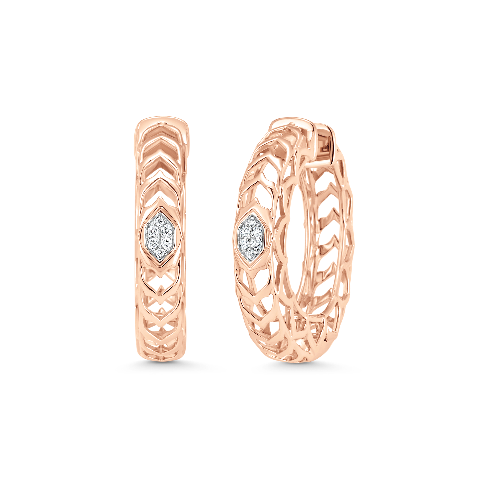 Dentelle Gold and Diamond Cluster Hoops