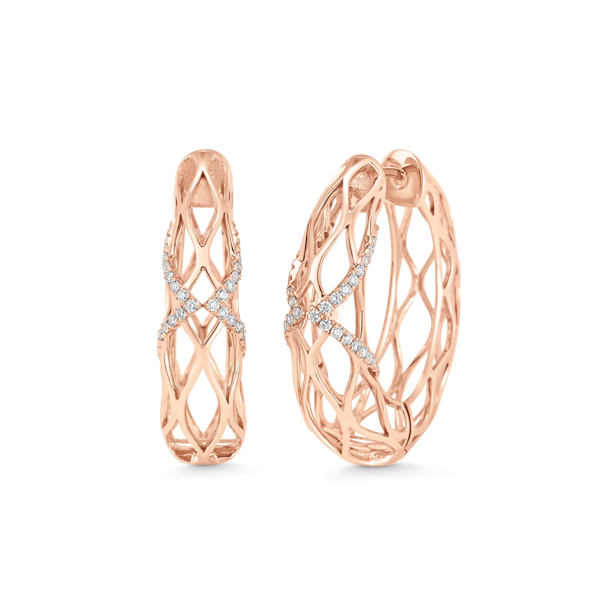 Dentelle Gold and Diamond Hoops