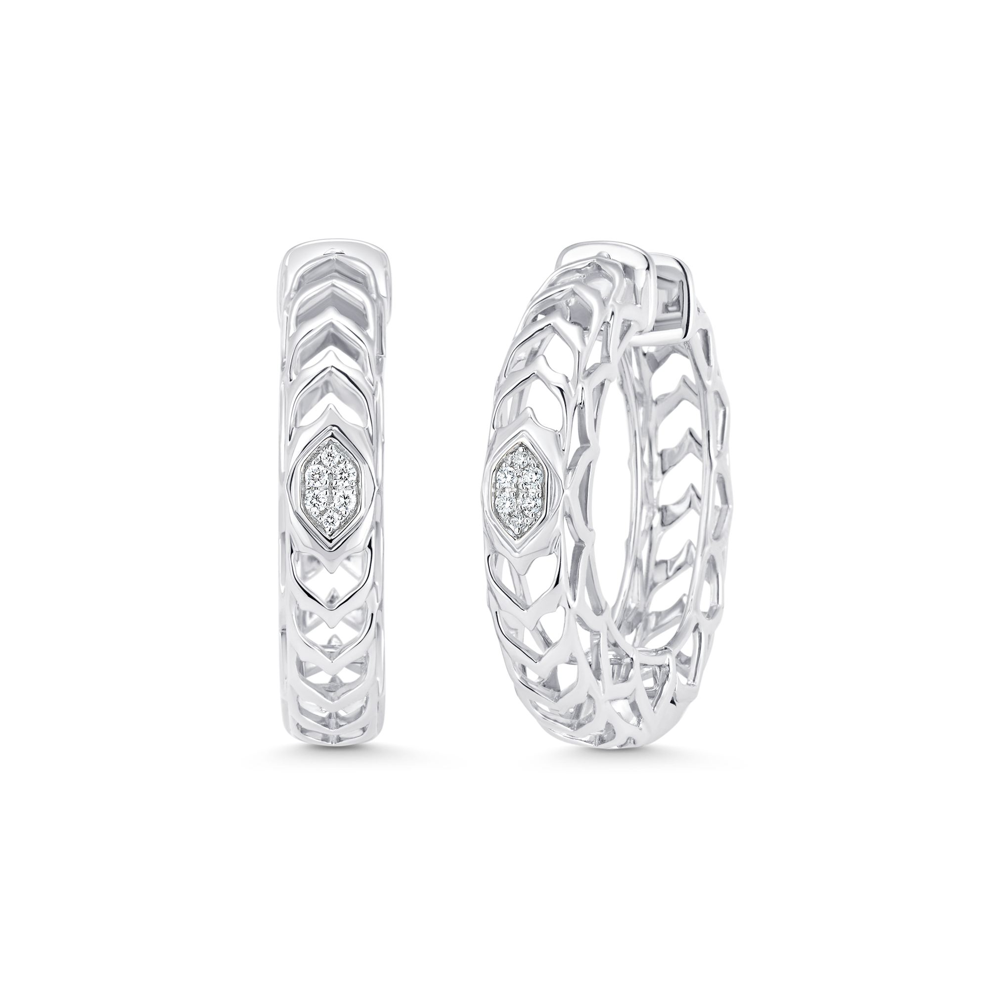 Dentelle Gold and Diamond Cluster Hoops