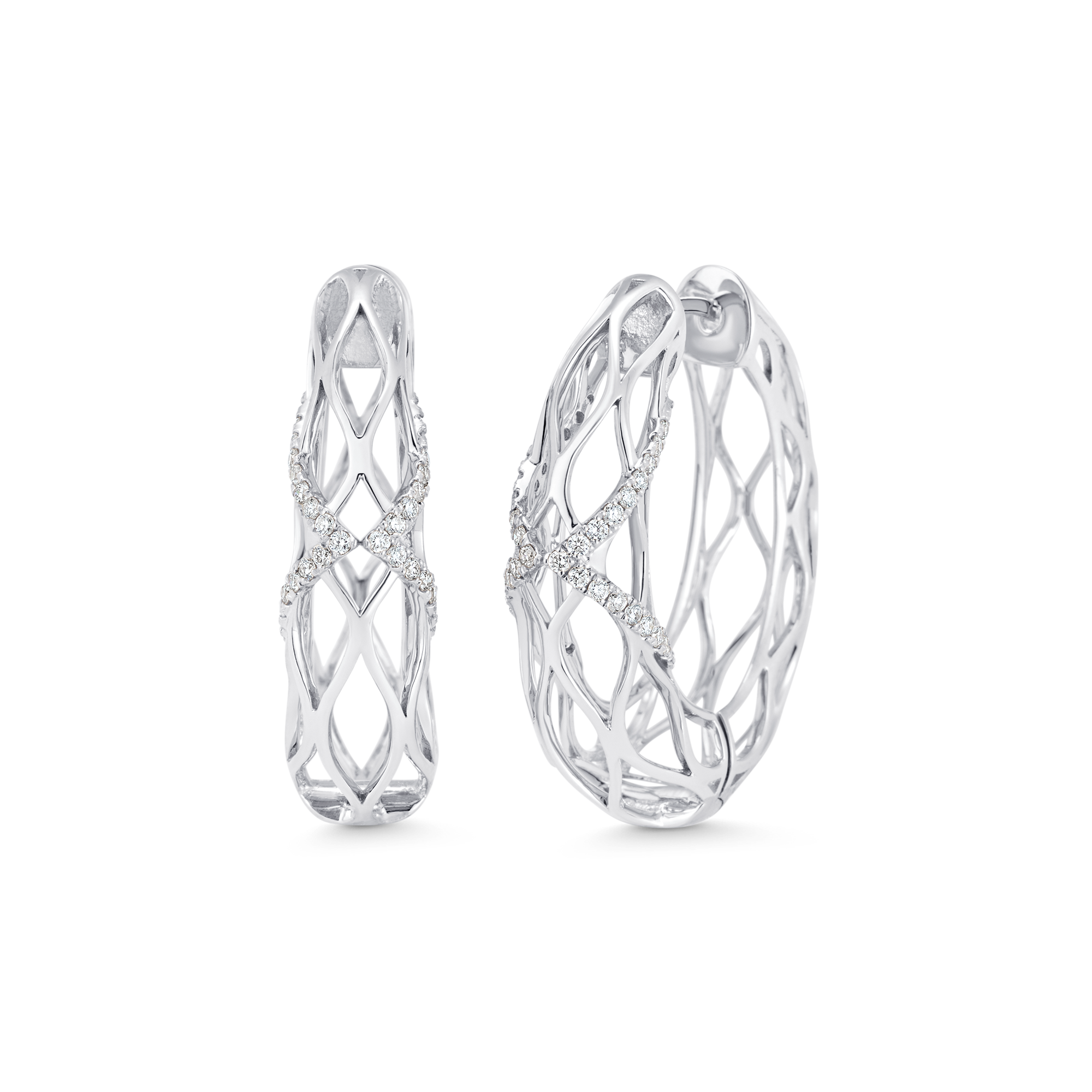 Dentelle Gold and Diamond Hoops