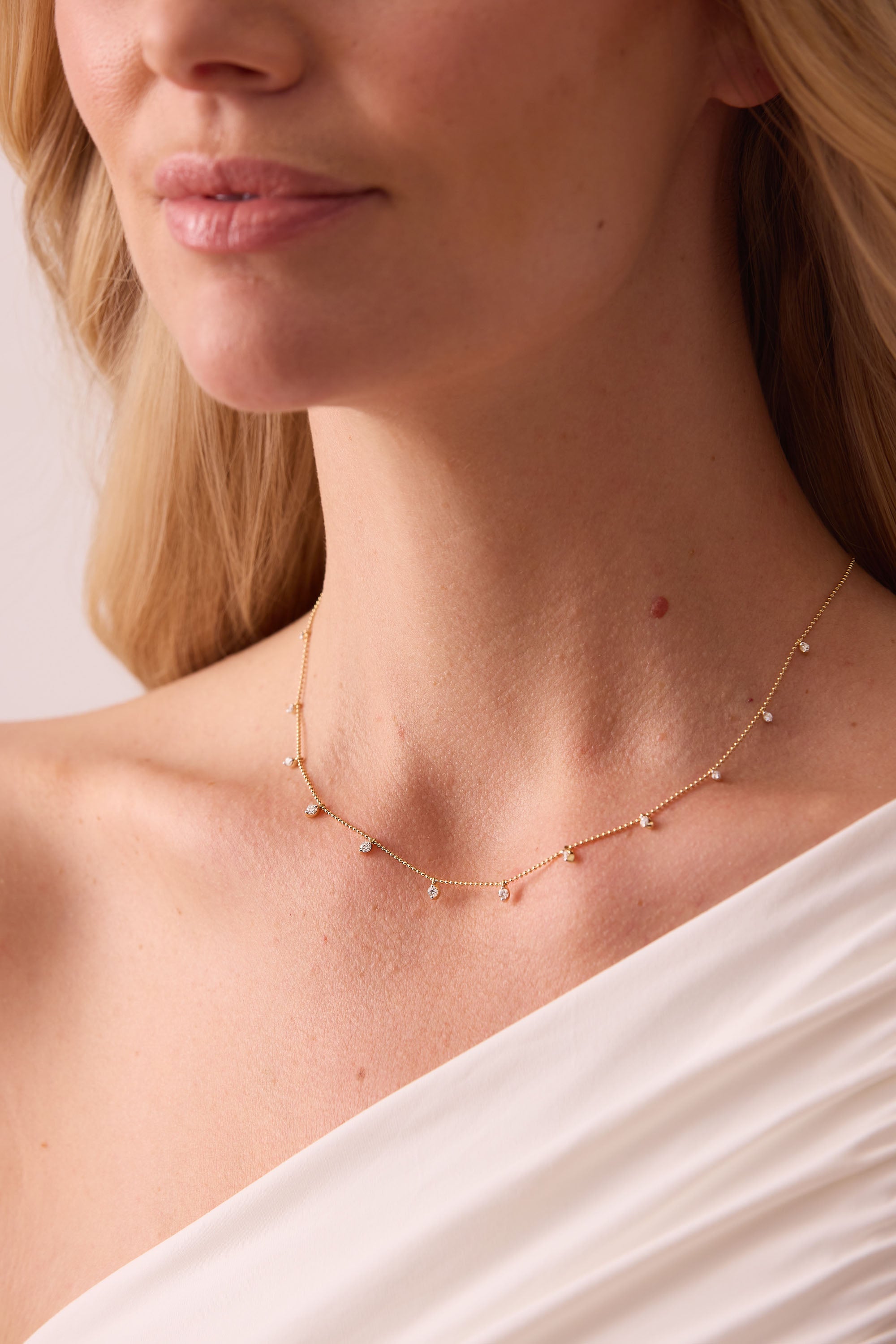 Dujour Gold and Diamond Drop Chain Necklace