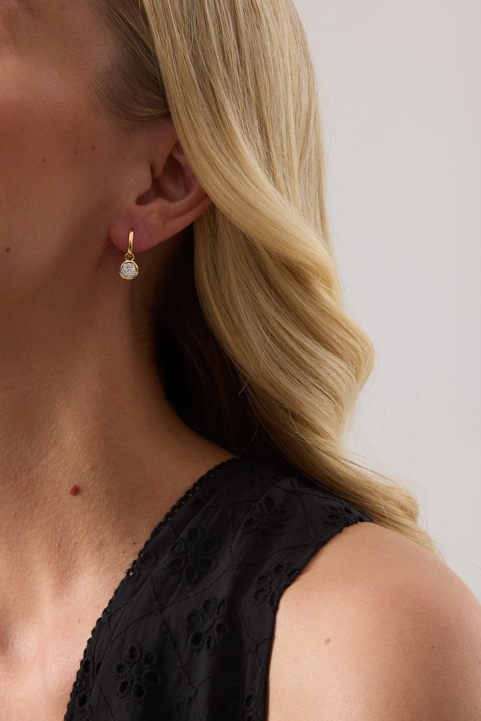 Gold and Diamond Round Earring Charms