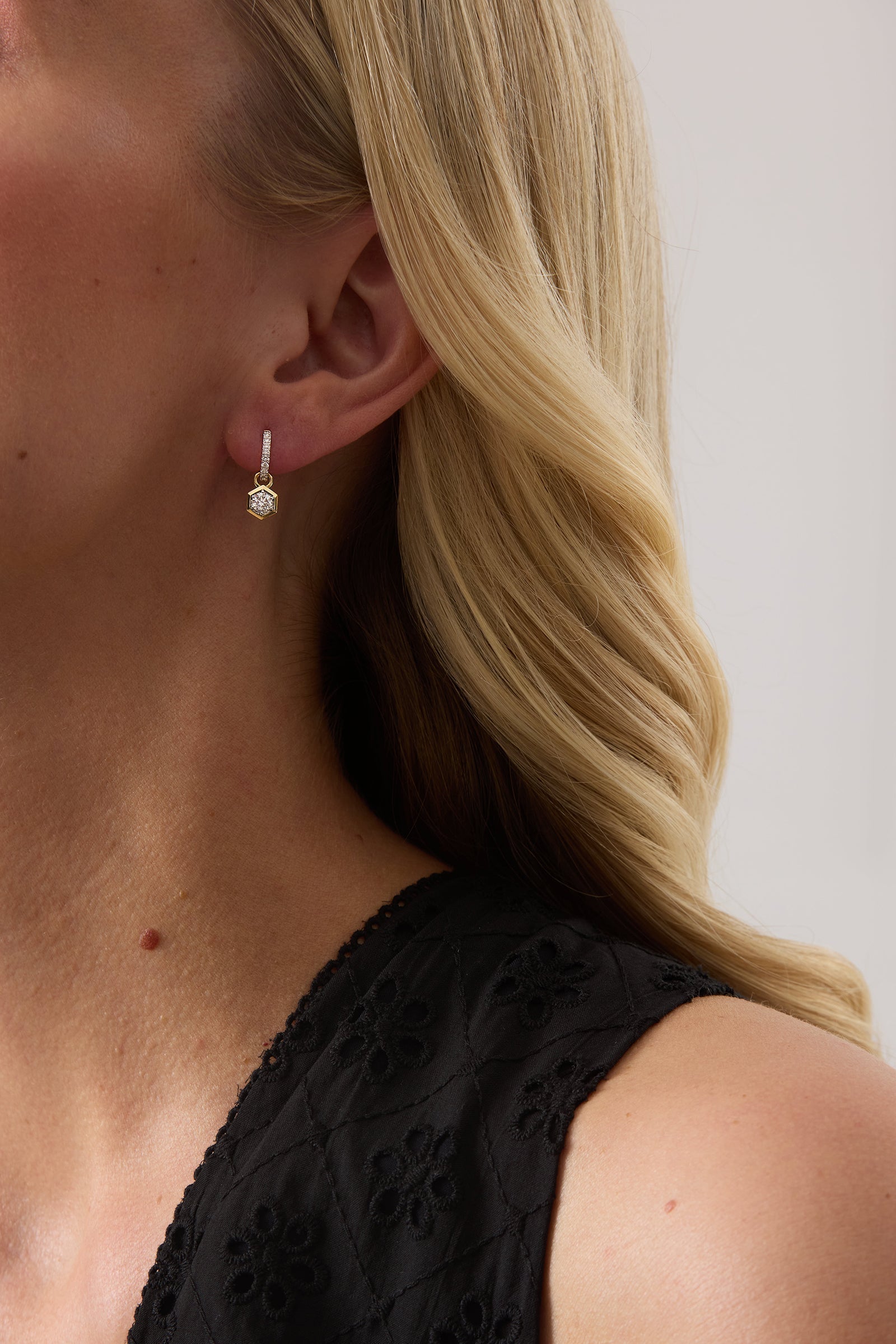 Honey Comb Gold and Diamond Earring Charms