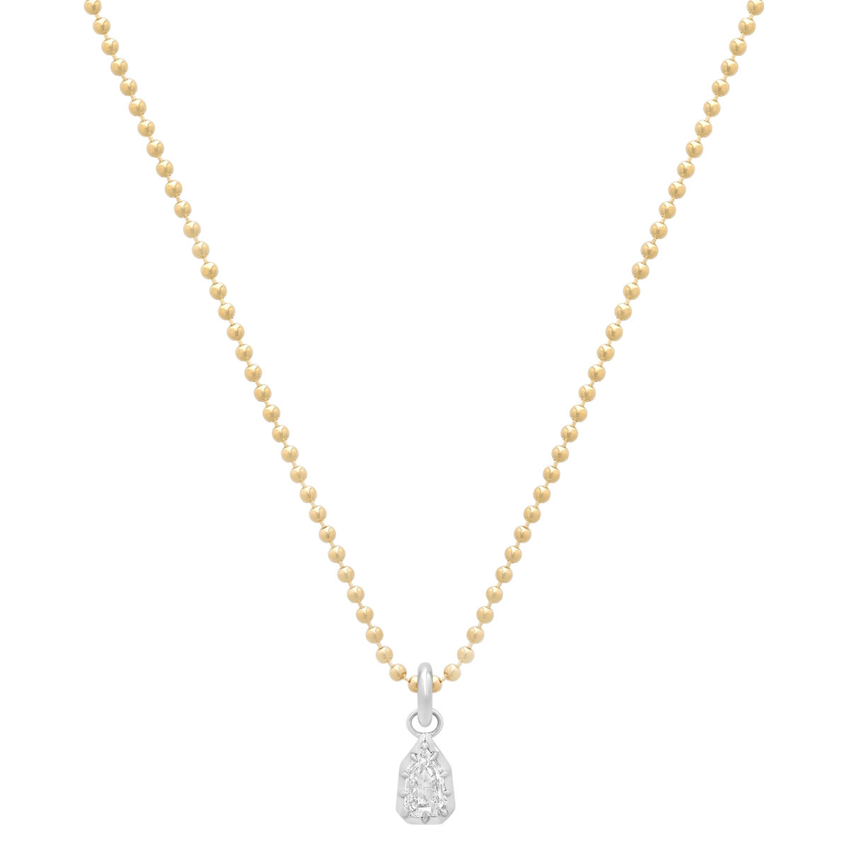 Essence Gold & Diamond Heptagon Charm Thin Bead Necklace