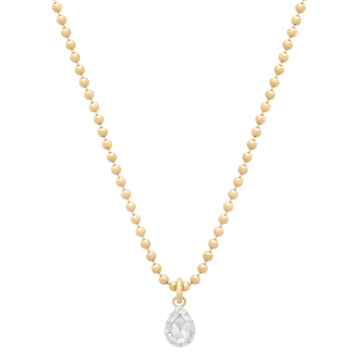 Essence Gold & Diamond Pear Thick Bead 18" Necklace