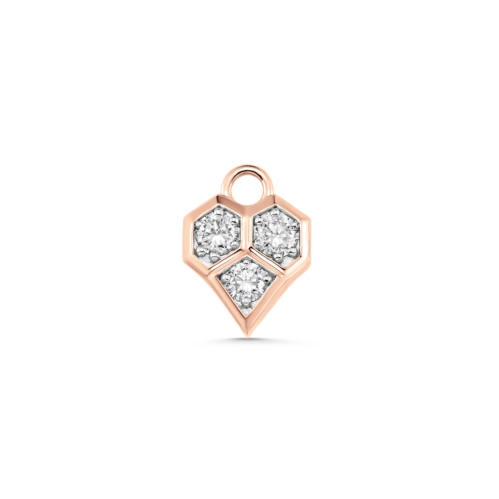 Honey Comb Gold and Diamond Heart Pendant Charm