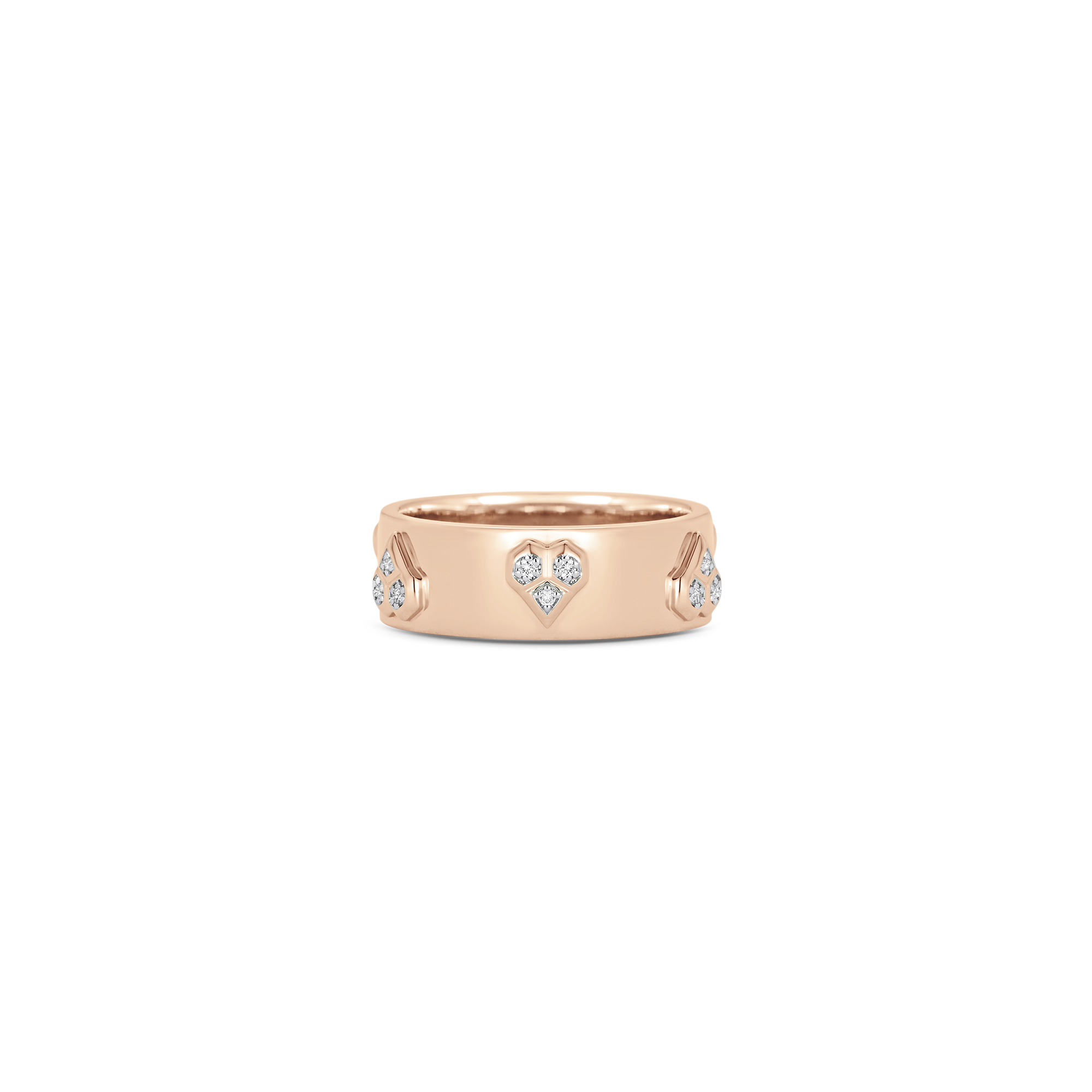 Honey Comb Gold and Diamond Heart Solid Ring