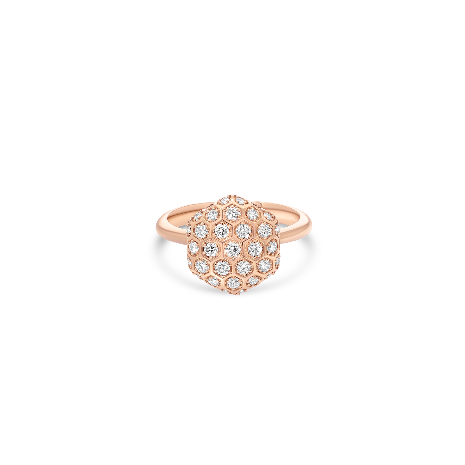Honey Comb Gold & Diamond Hexagon Ring