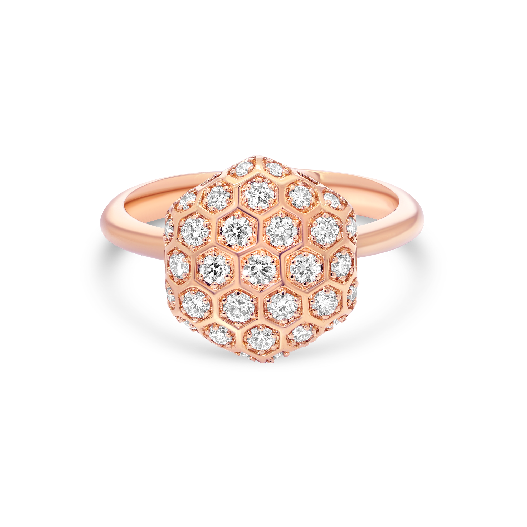 Honey Comb Gold & Diamond Hexagon Ring