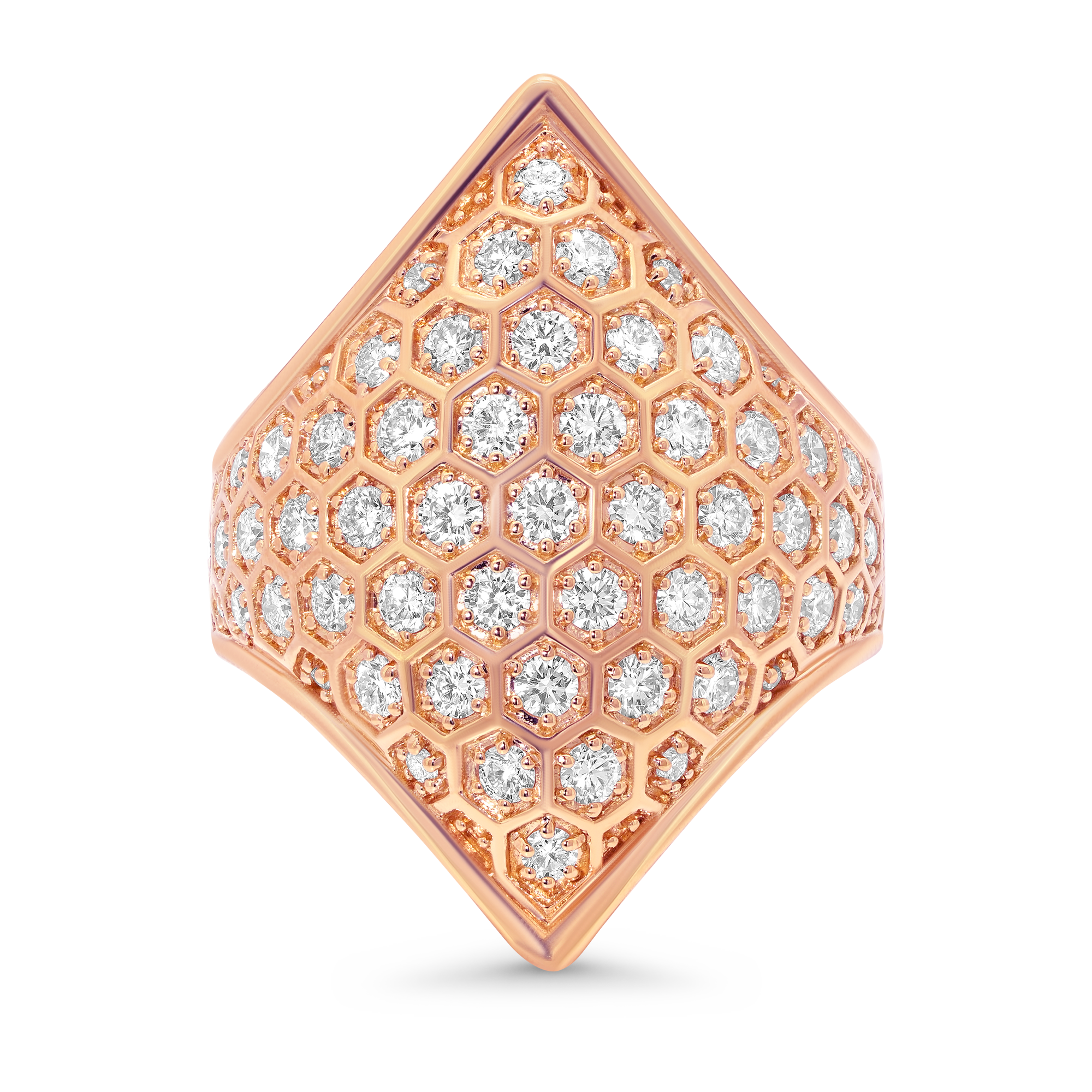 Honey Comb Gold & Diamond Marquise Ring
