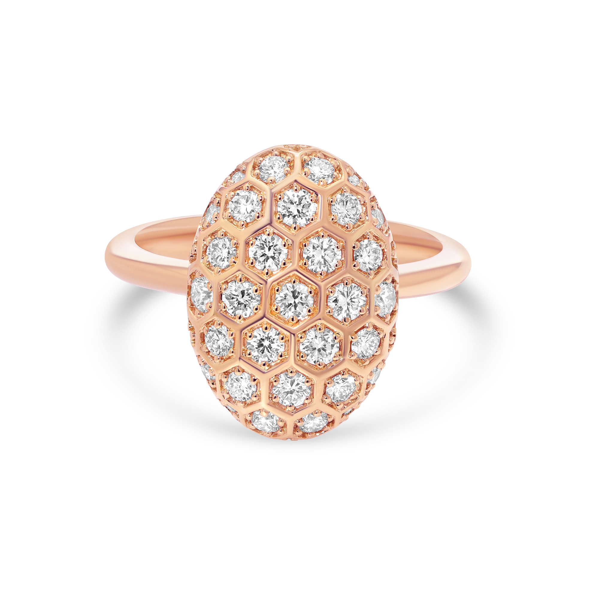 Honey Comb Gold & Diamond Oval Ring