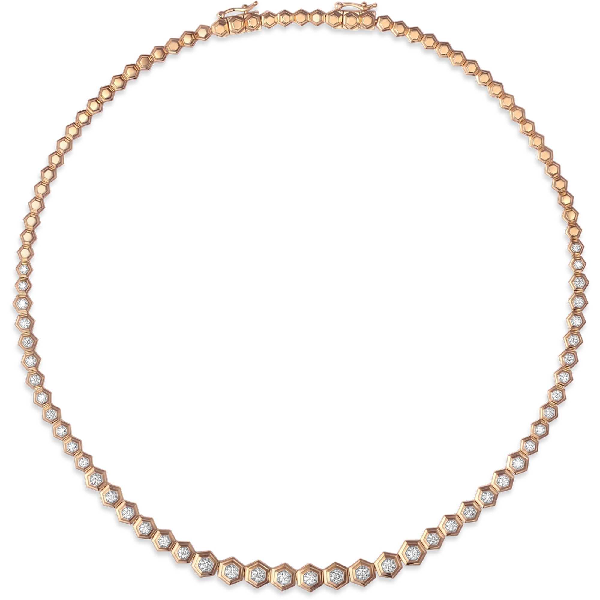 Honey Comb Gold & Diamond Partial Graduated Choker