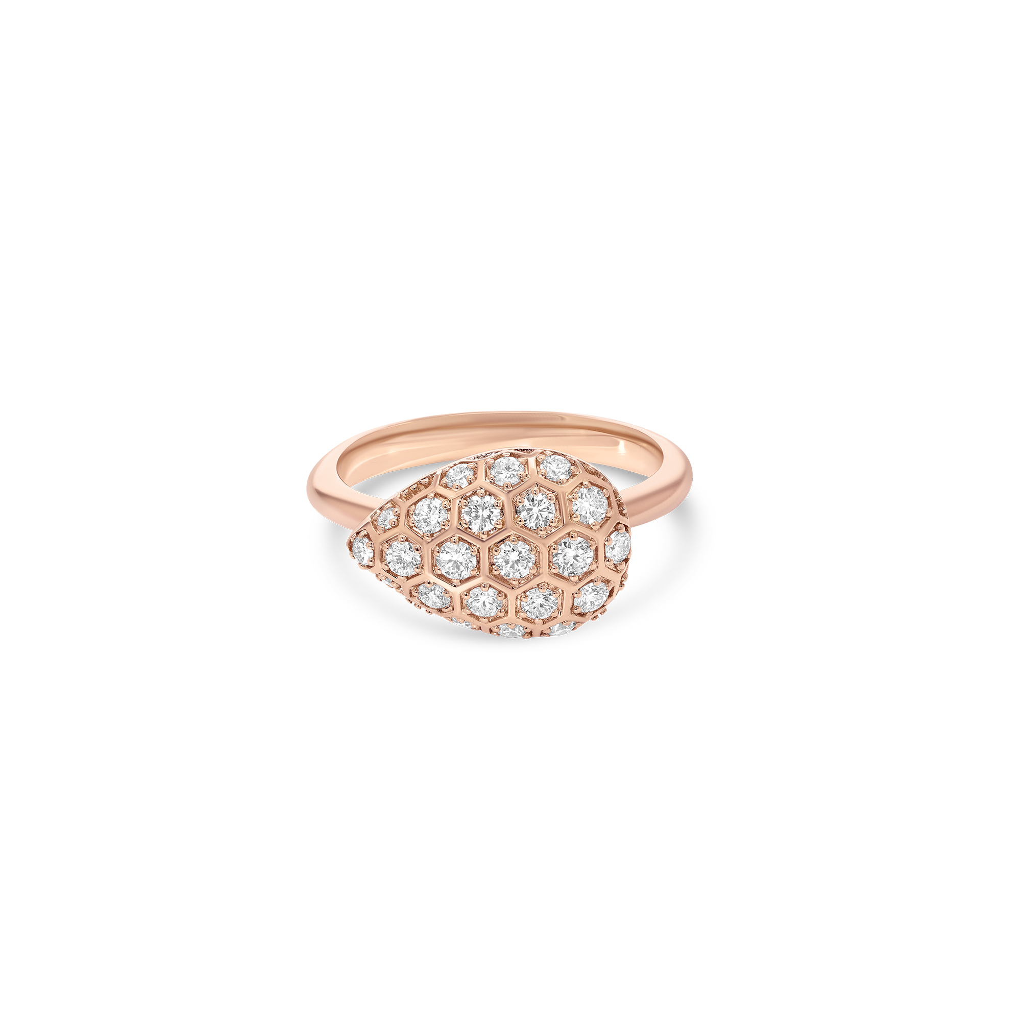 Honey Comb Gold & Diamond Pear Ring