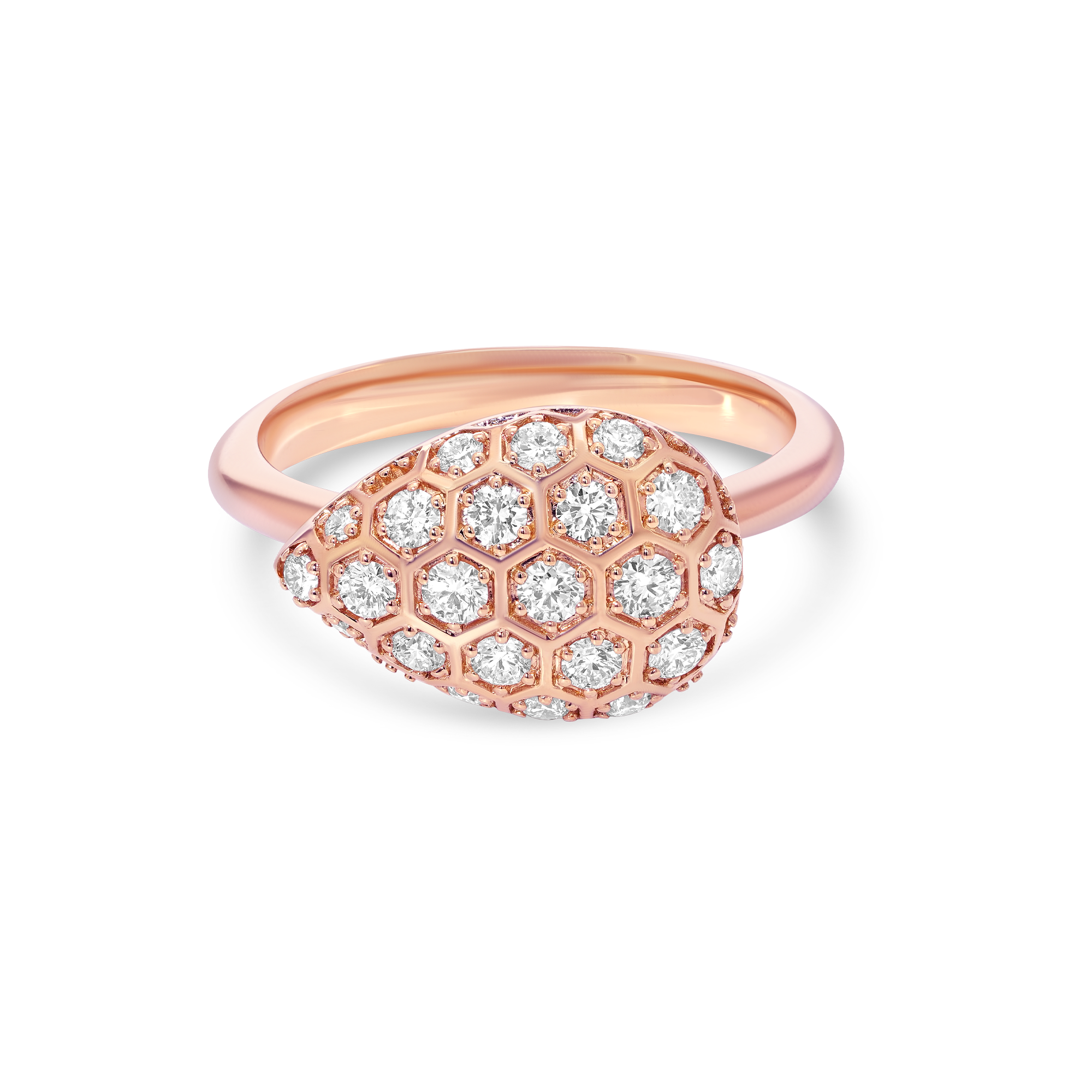 Honey Comb Gold & Diamond Pear Ring
