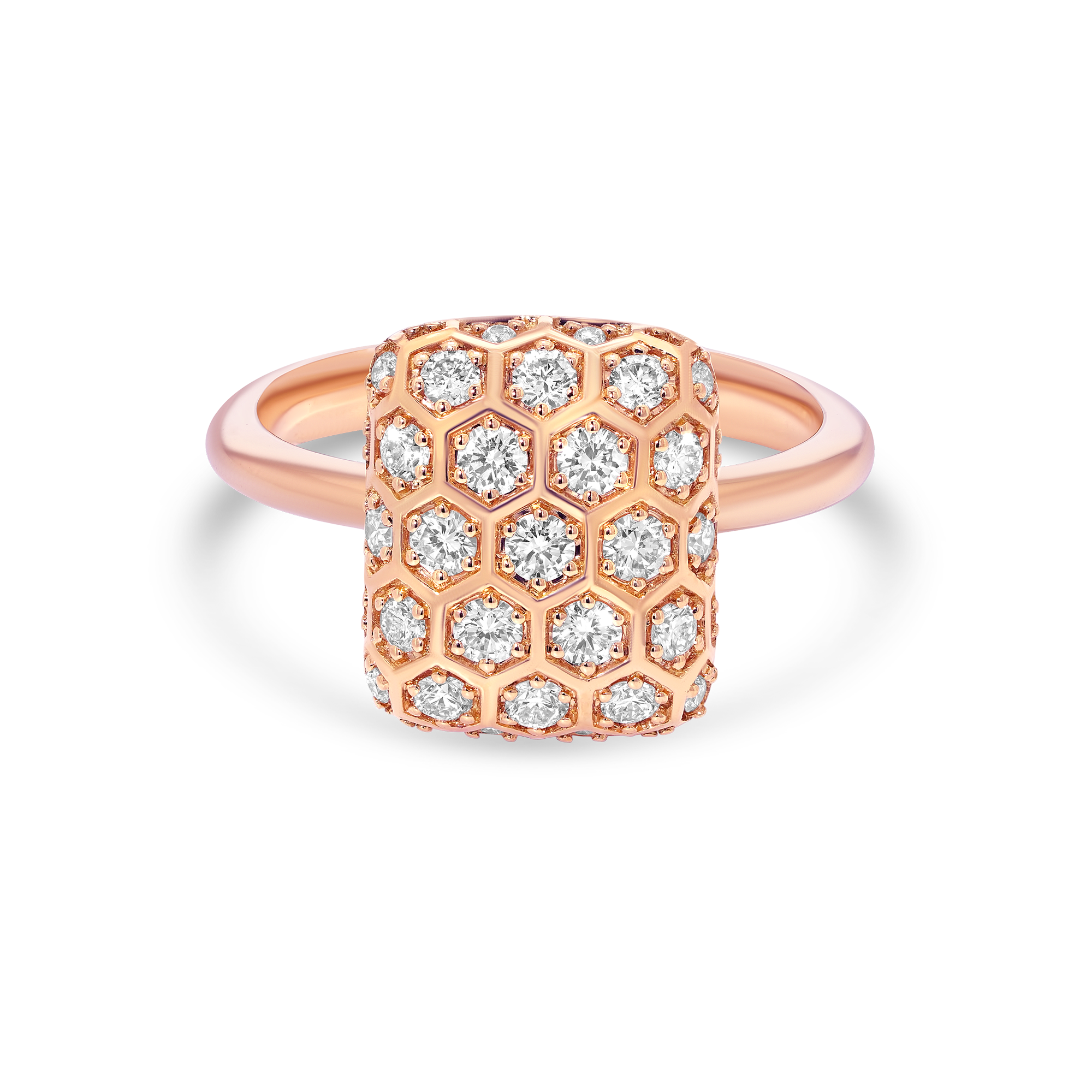 Honey Comb Gold & Diamond Square Ring