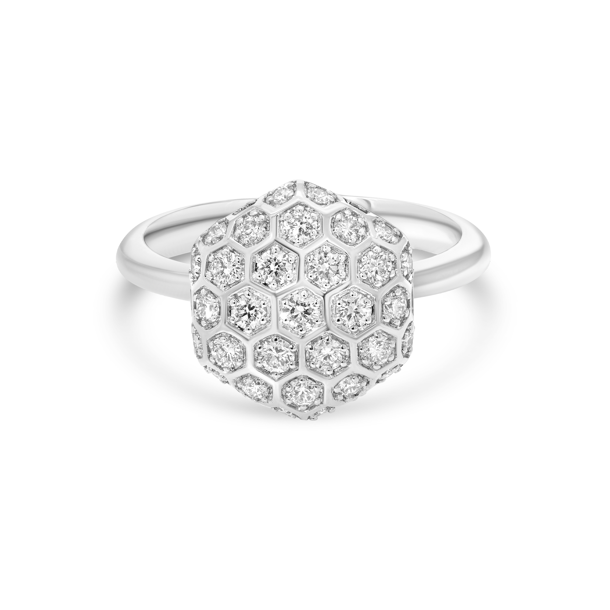 Honey Comb Gold & Diamond Hexagon Ring