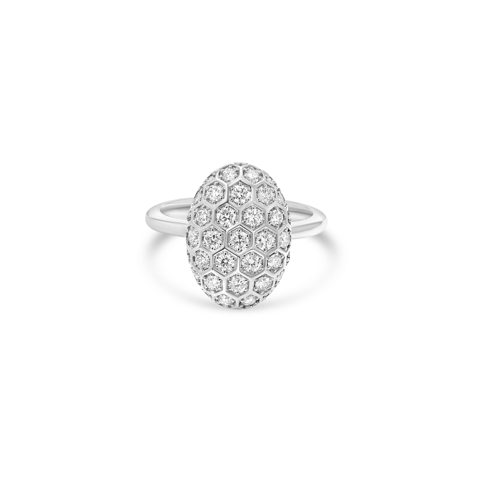 Honey Comb Gold & Diamond Oval Ring