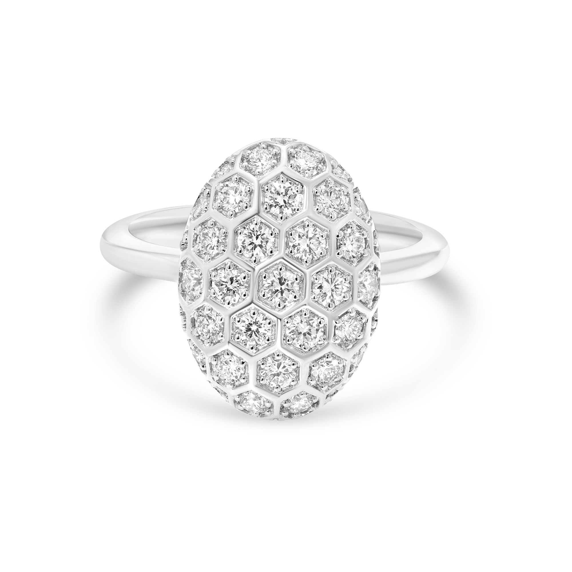 Honey Comb Gold & Diamond Oval Ring