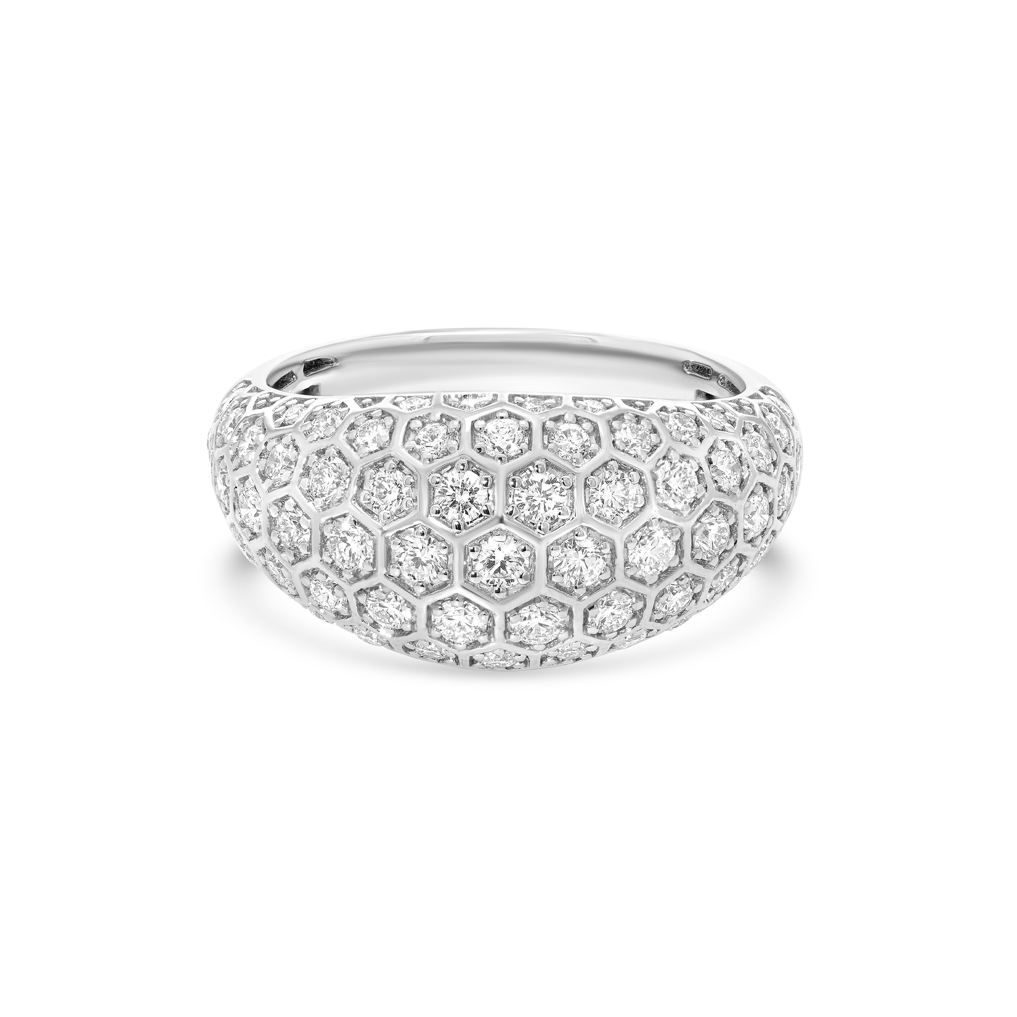 Honey Comb Gold & Diamond Signet Ring