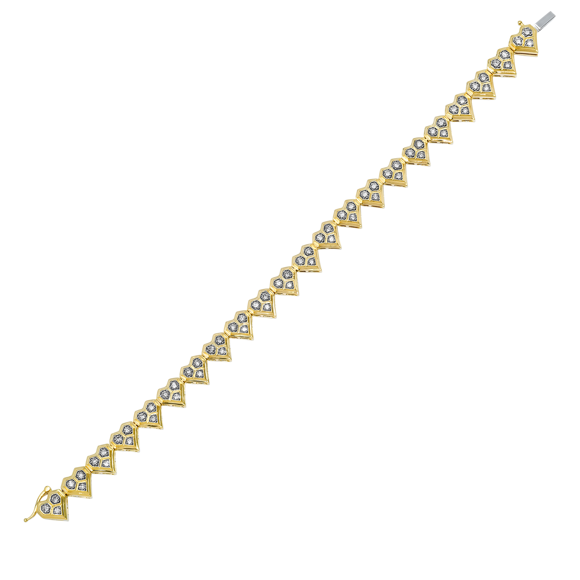 Honey Comb Gold & Diamond Heart Bracelet