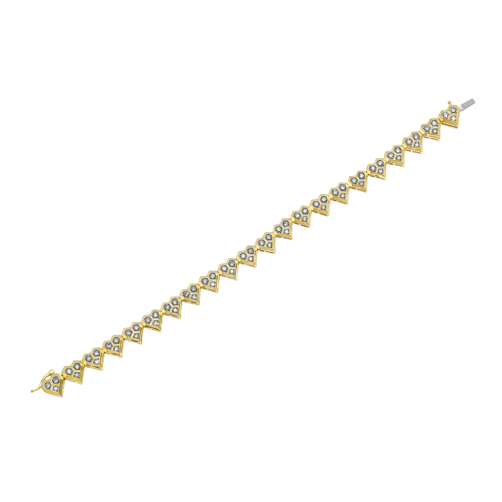Honey Comb Gold & Diamond Heart Bracelet