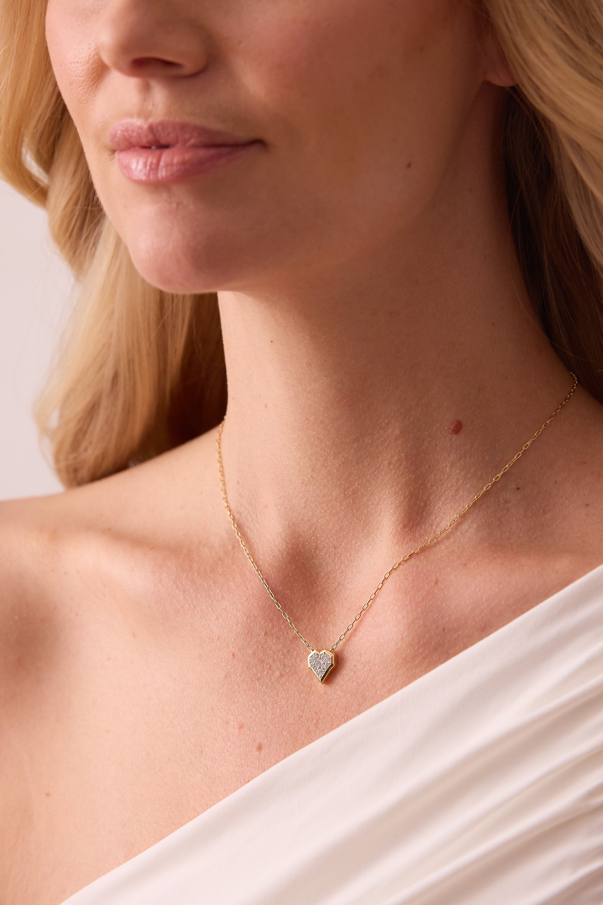 Honey Comb Gold and Diamond Heart Necklace