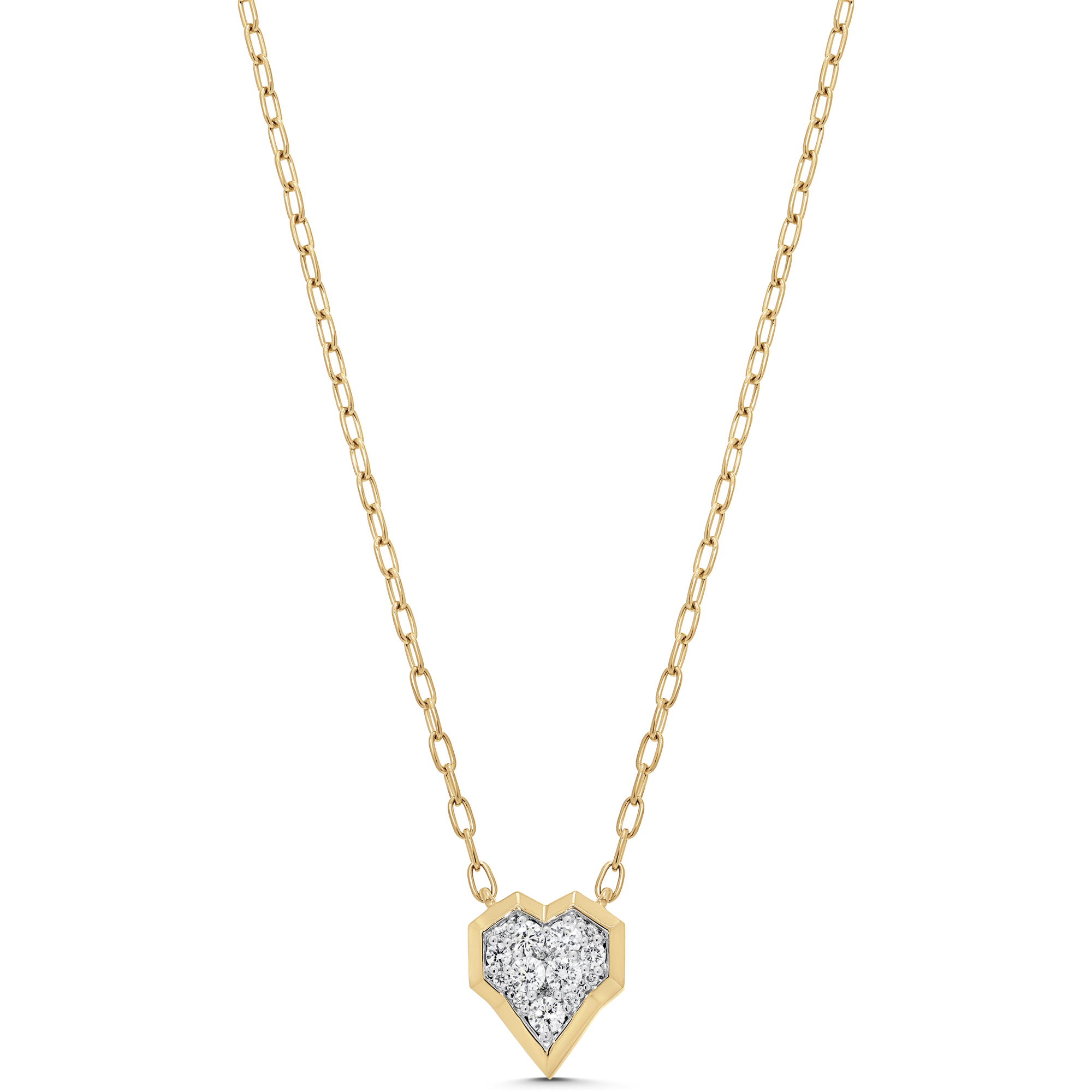 Honey Comb Gold and Diamond Heart Necklace
