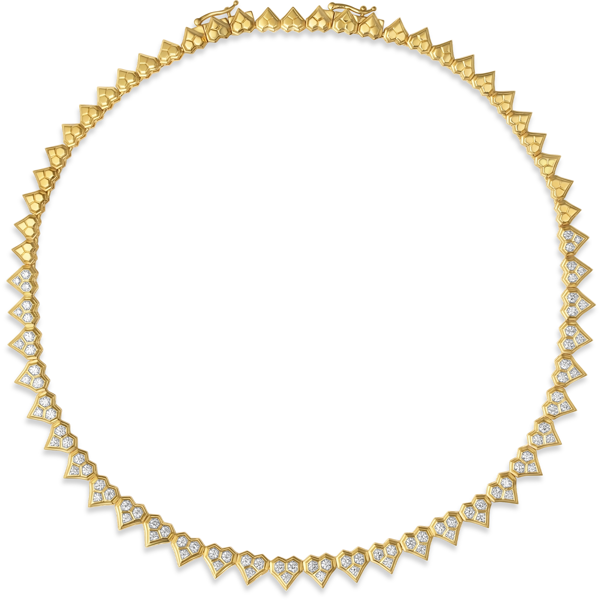 Honey Comb Gold & Diamond Partial Heart Choker