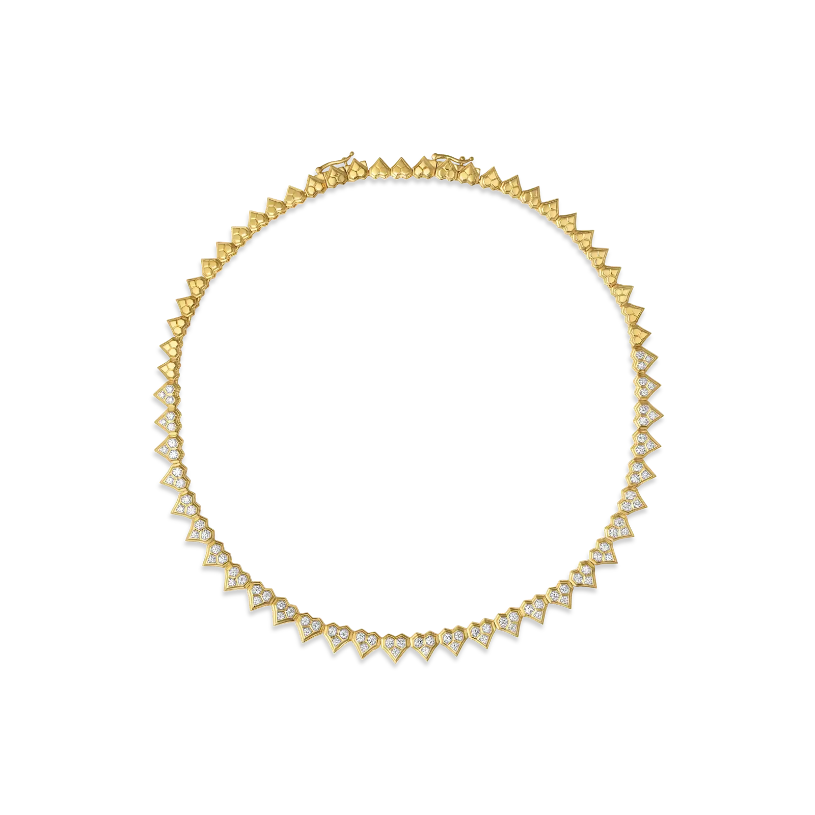 Honey Comb Gold & Diamond Partial Heart Choker