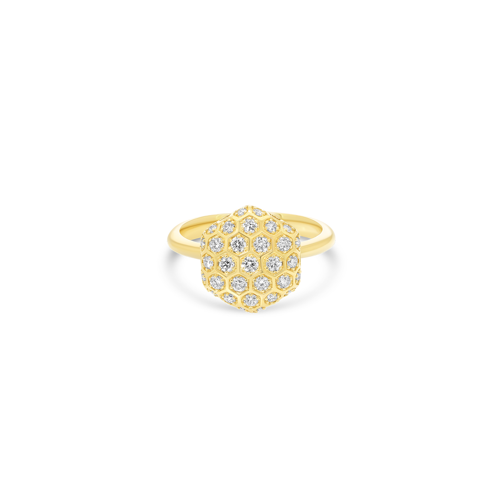 Honey Comb Gold & Diamond Hexagon Ring