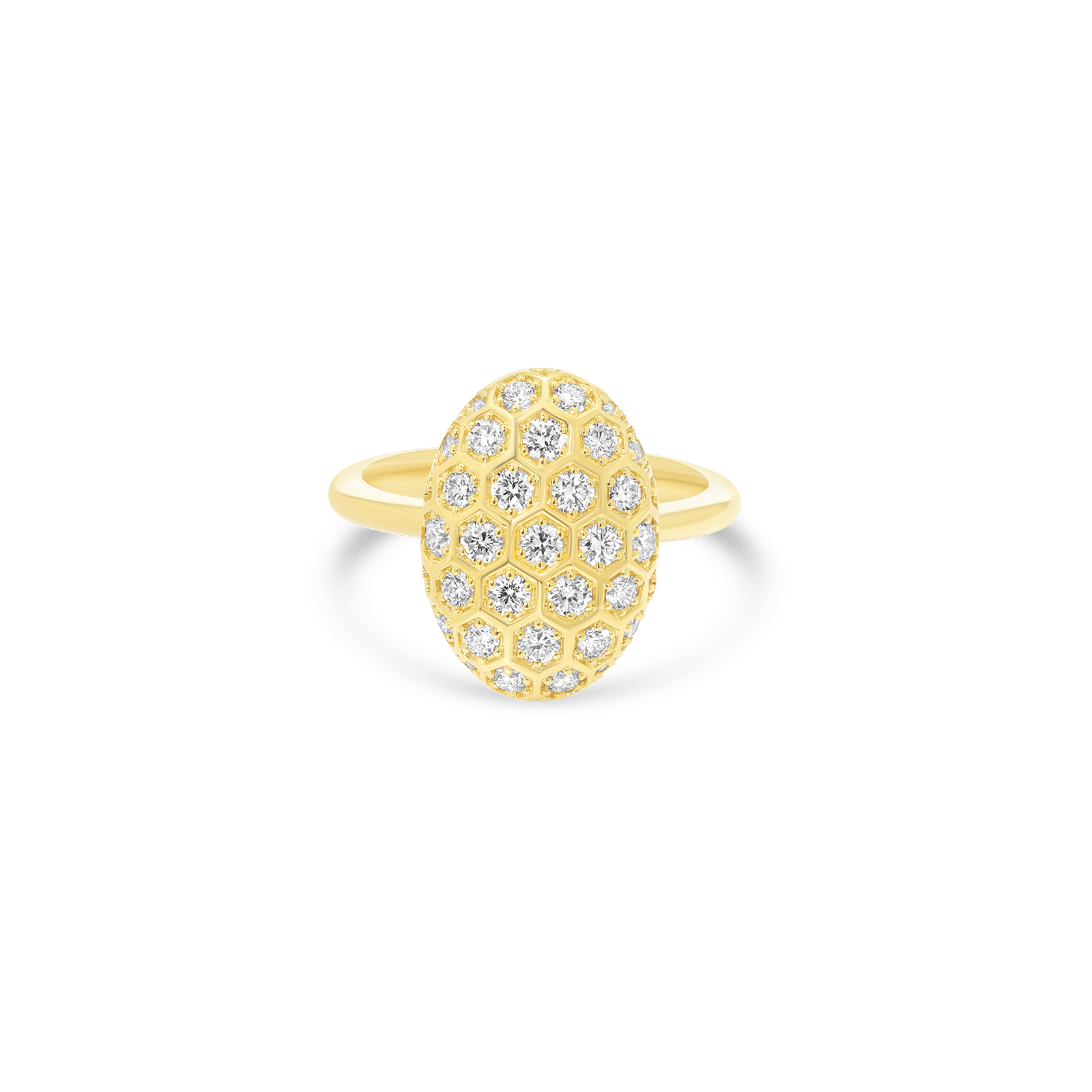 Honey Comb Gold & Diamond Oval Ring