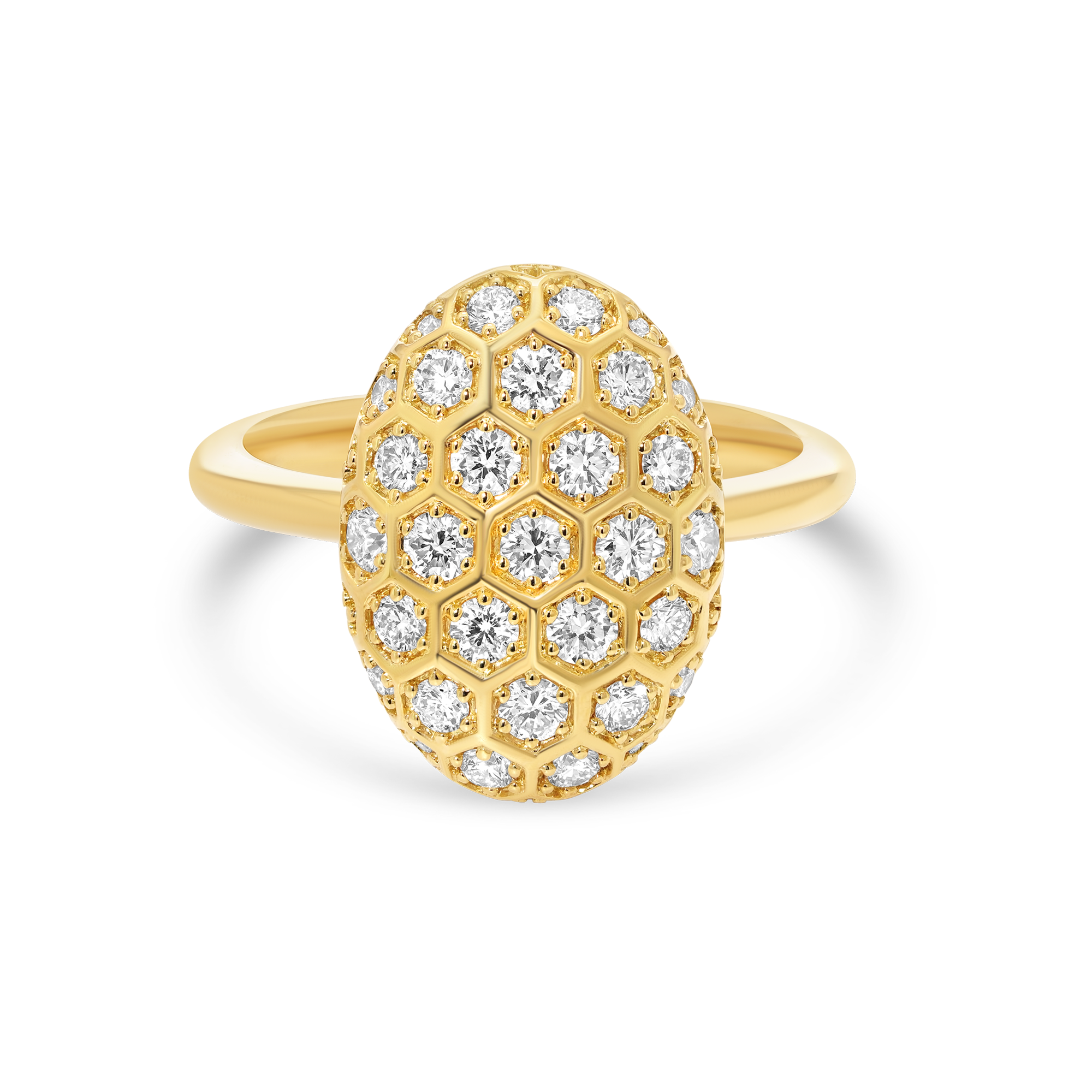 Honey Comb Gold & Diamond Oval Ring