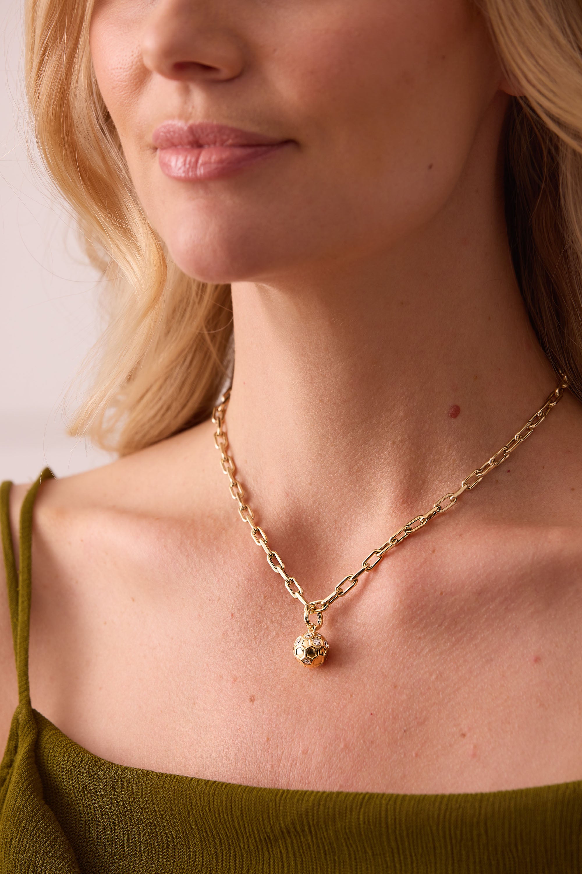 Honey Comb Gold & Diamond Partial Ball Charm