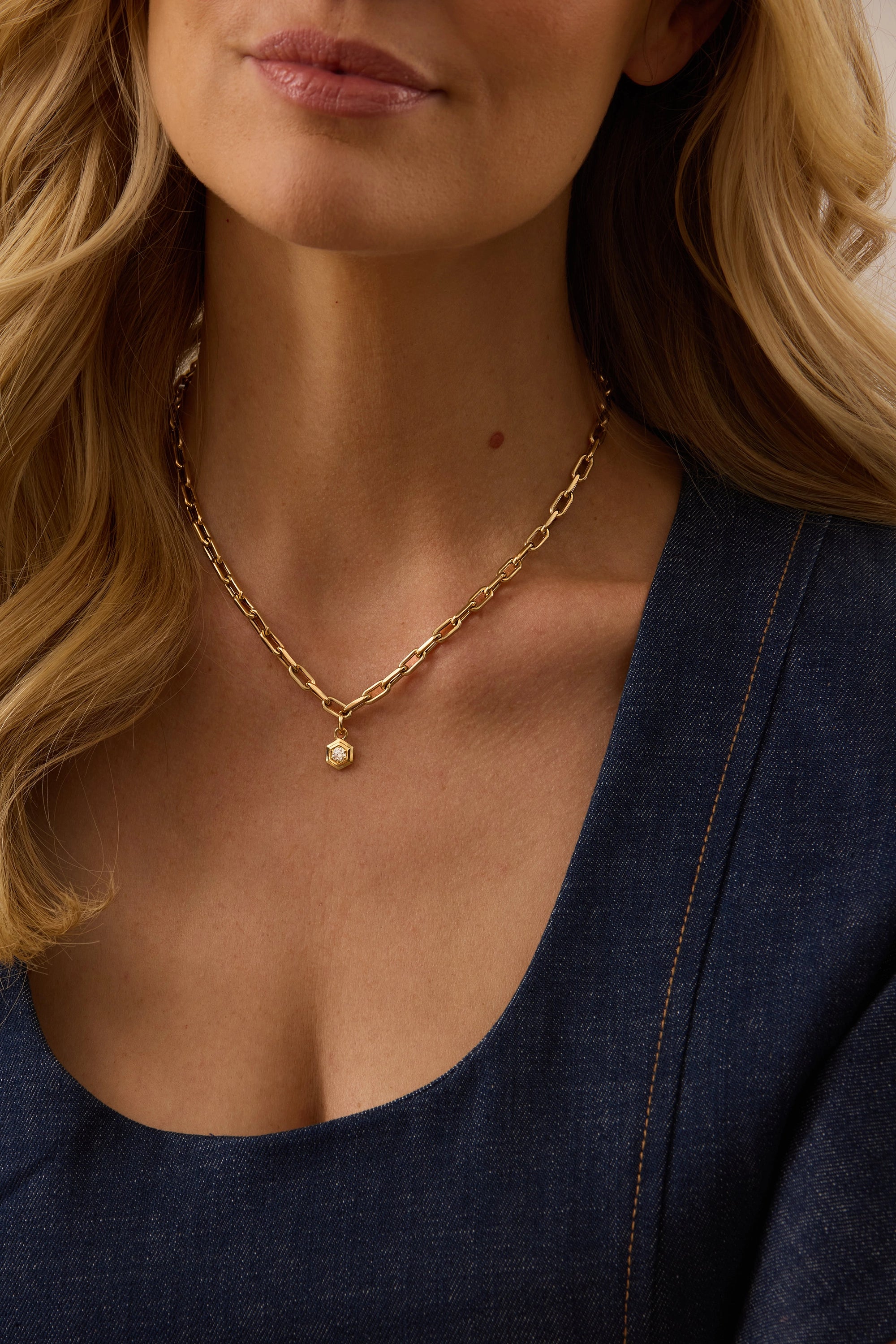 Honey Comb Gold and Diamond Pendant Charm