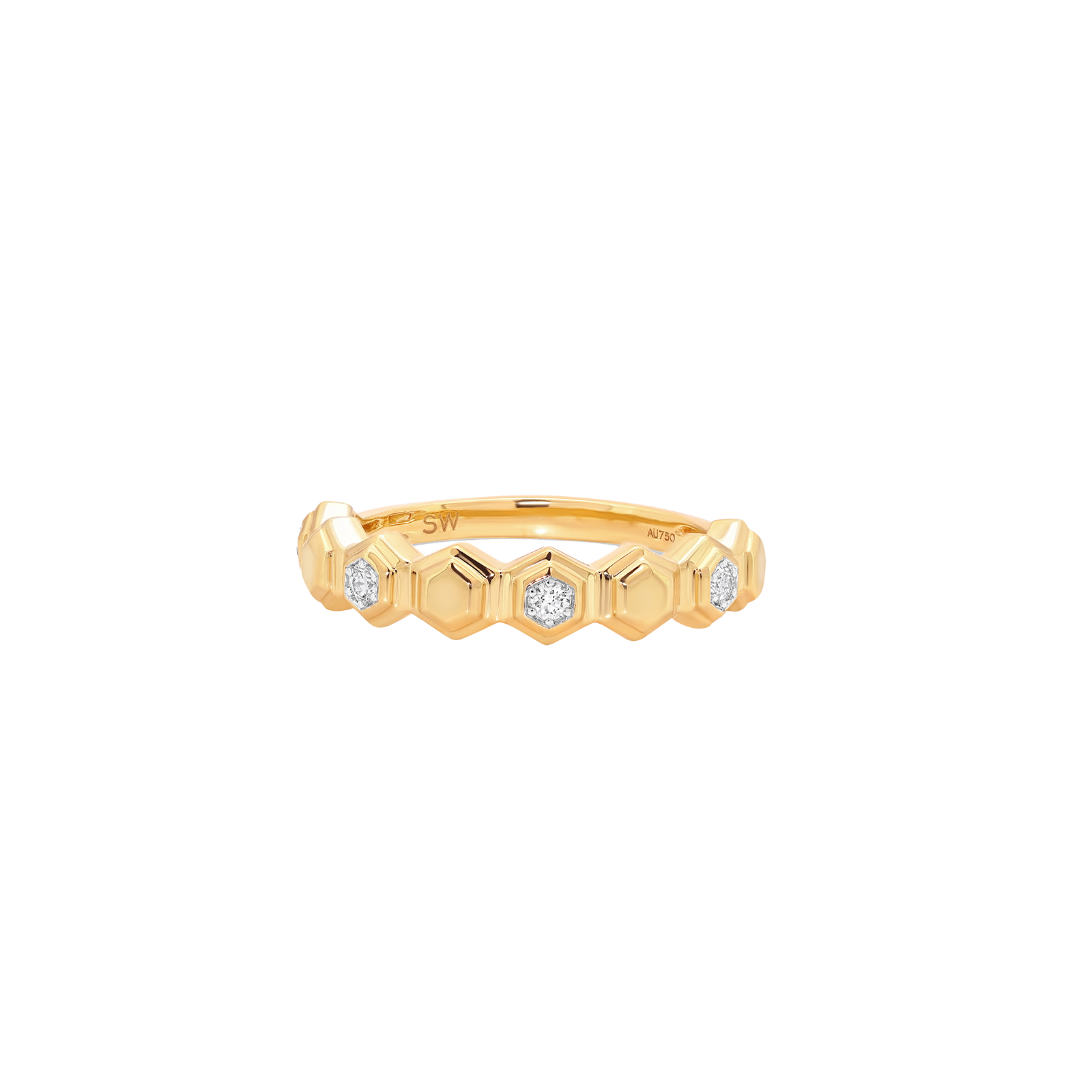 Honey Comb Gold & Diamond Partial Eternity Ring