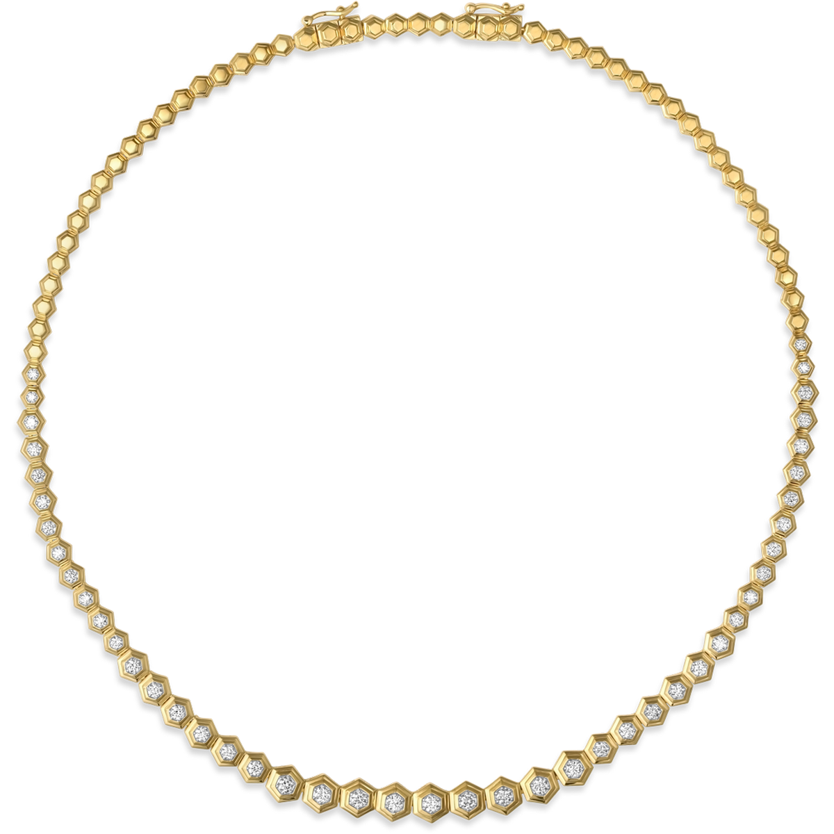 Honey Comb Gold & Diamond Partial Graduated Choker