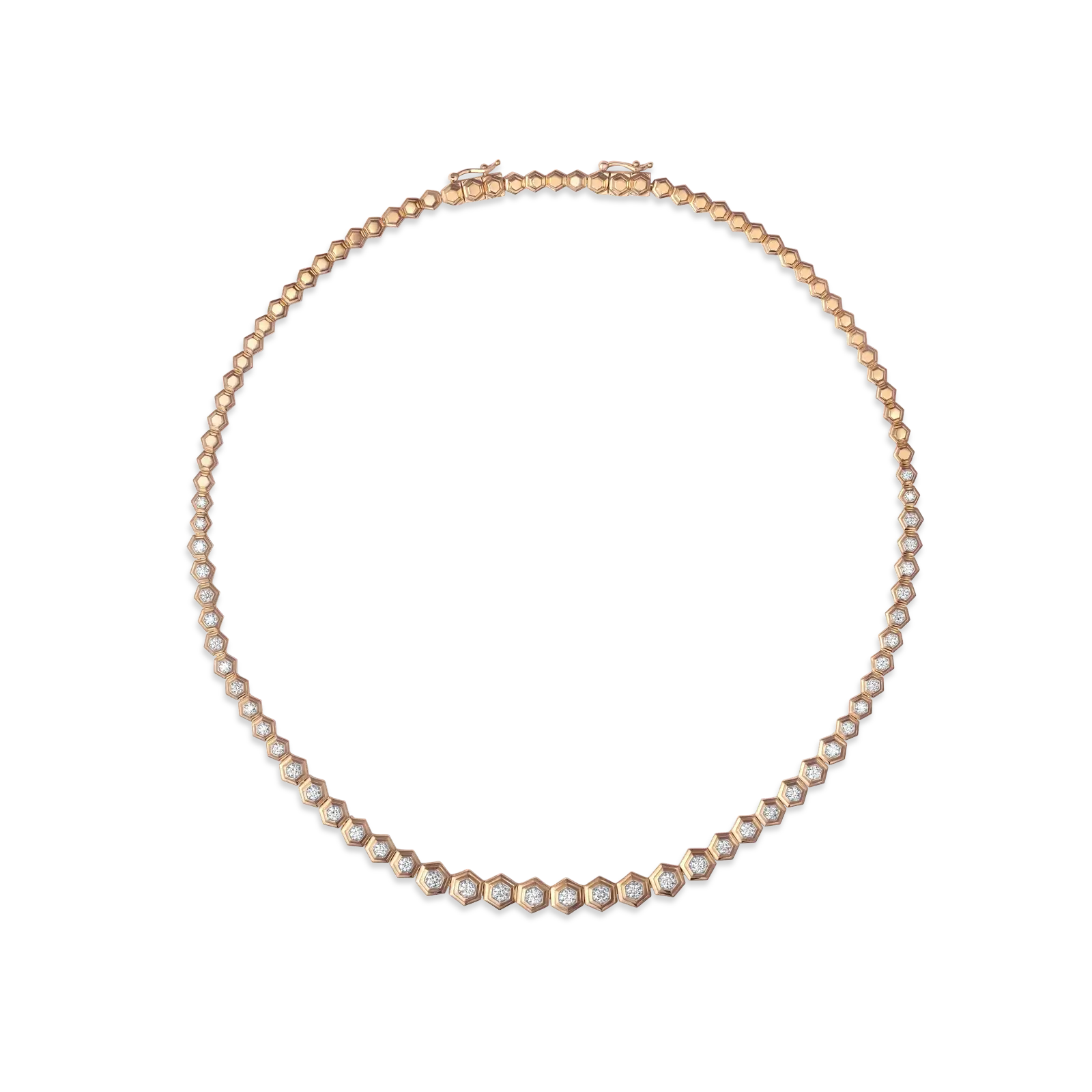 Honey Comb Gold & Diamond Partial Graduated Choker