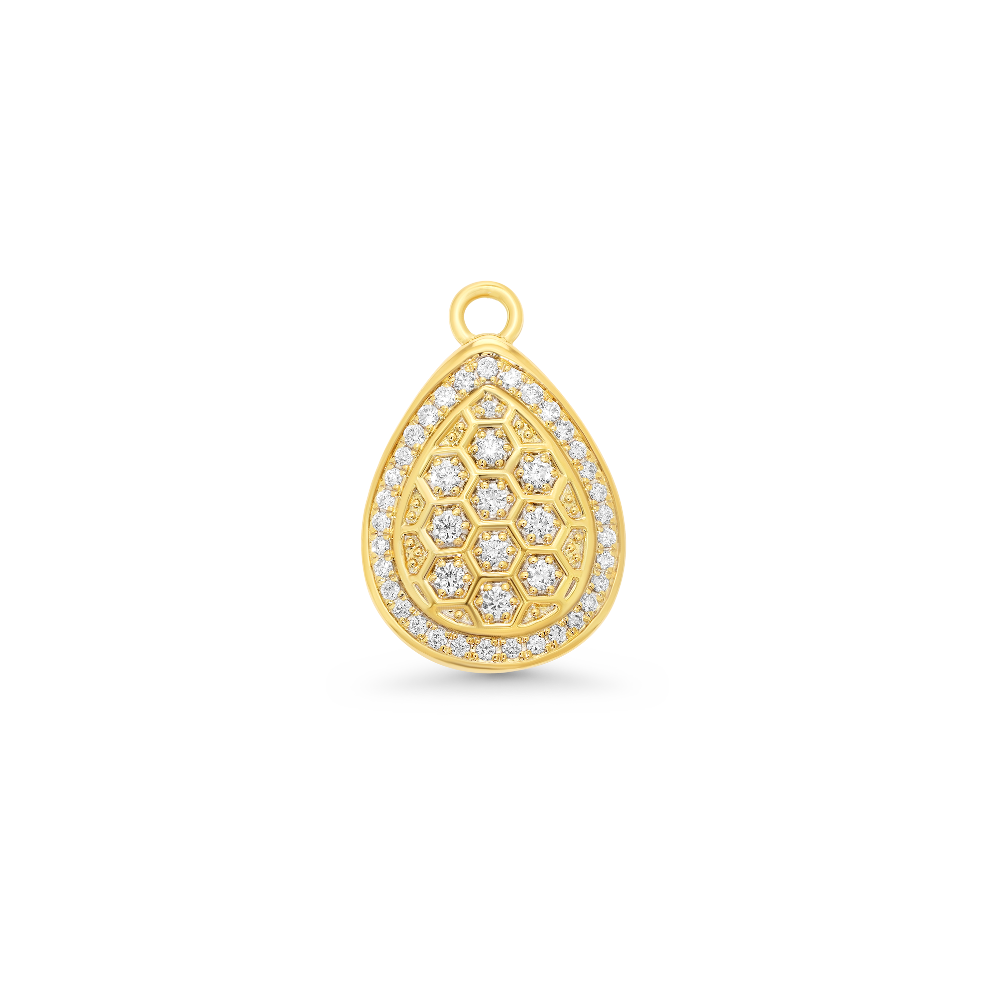 Honey Comb Gold & Diamond Pear Charm