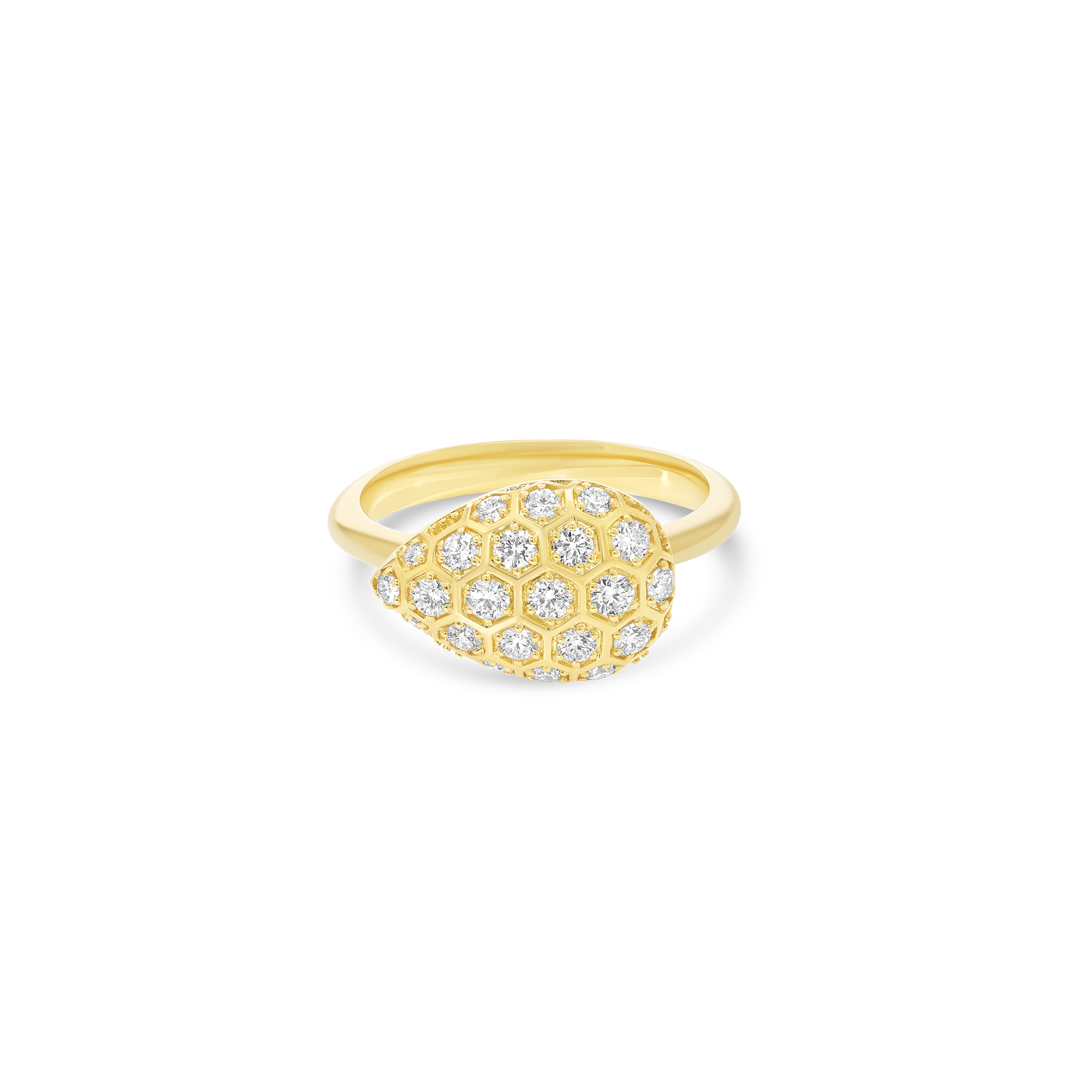Honey Comb Gold & Diamond Pear Ring