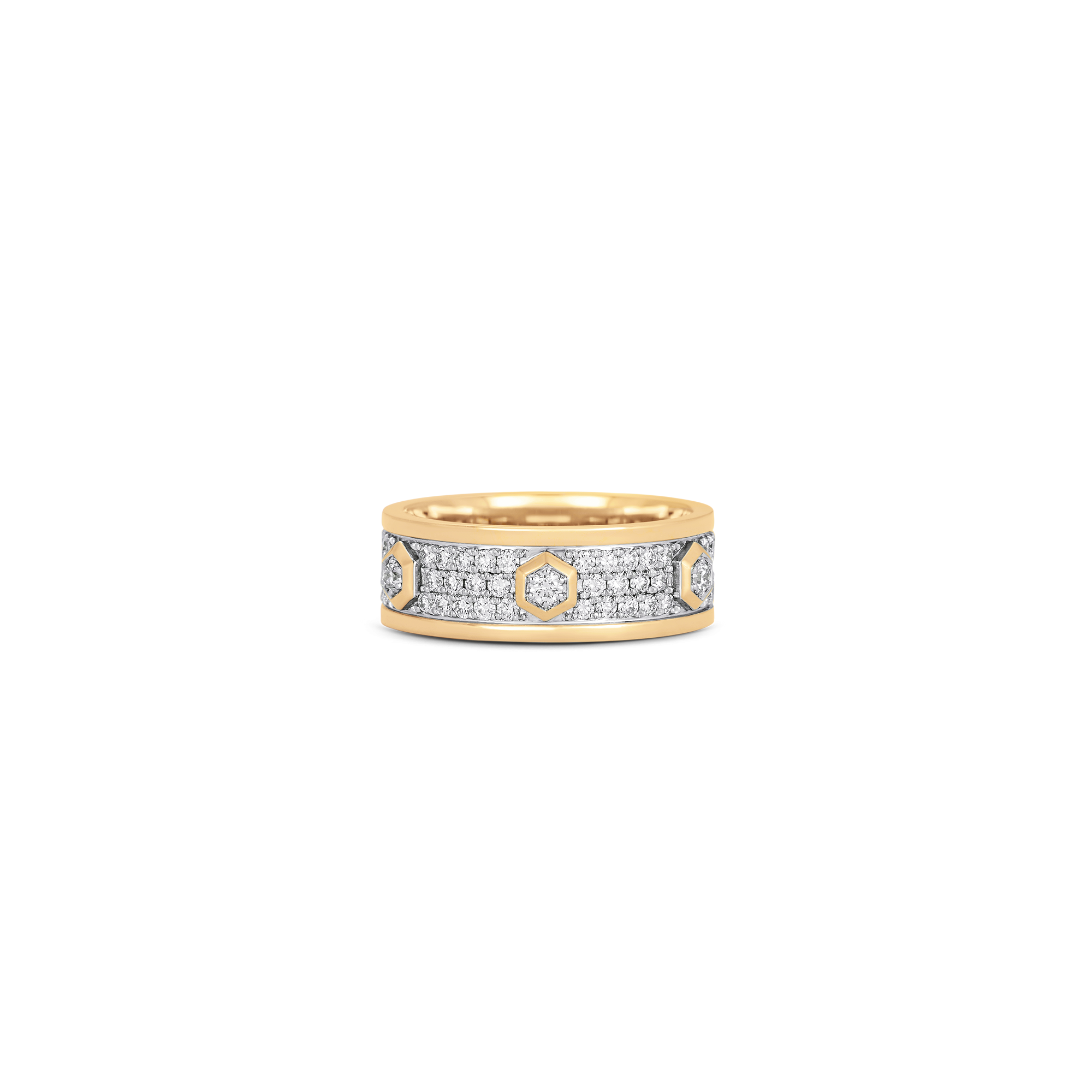 Honey Comb Gold and Diamond Pave Ring