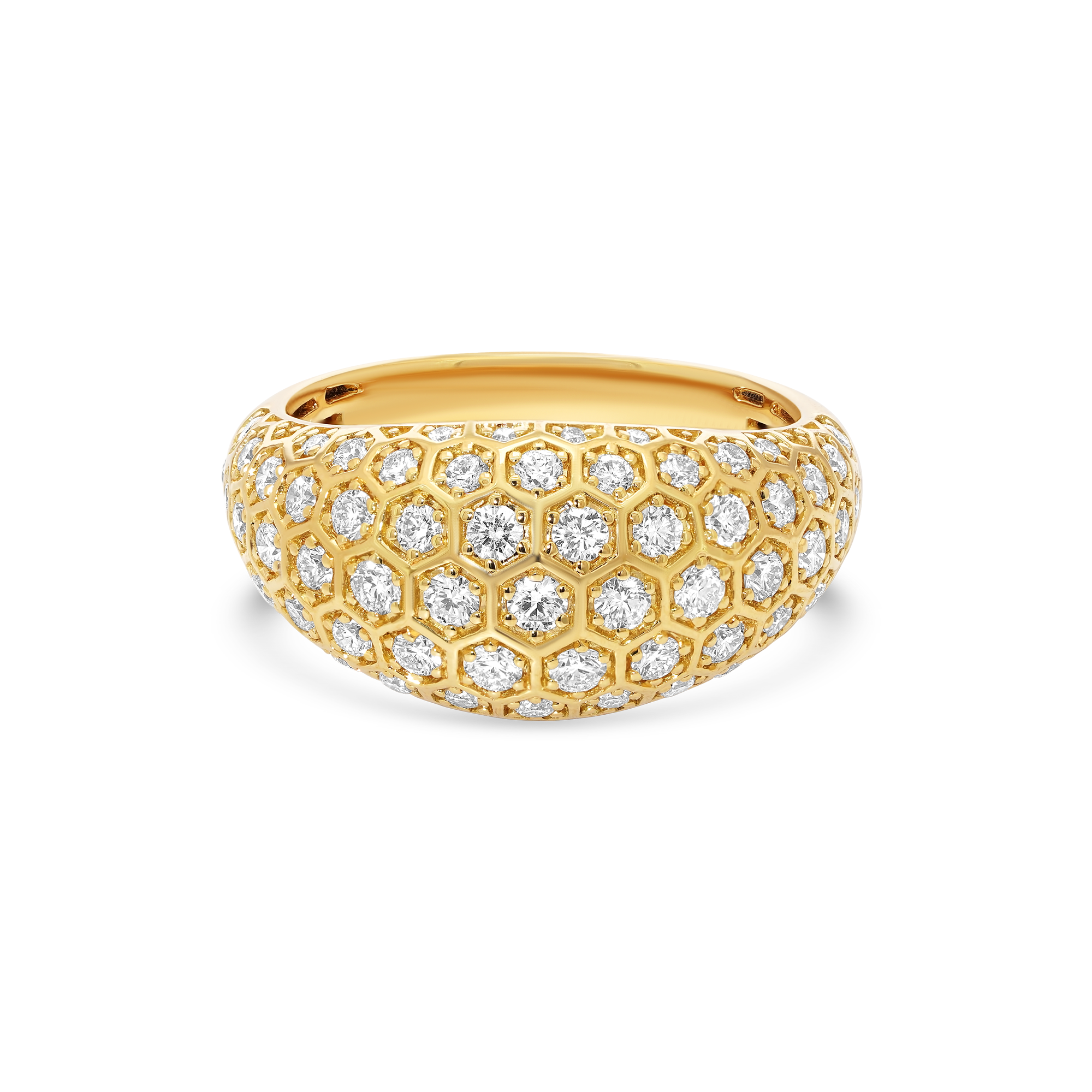 Honey Comb Gold & Diamond Signet Ring