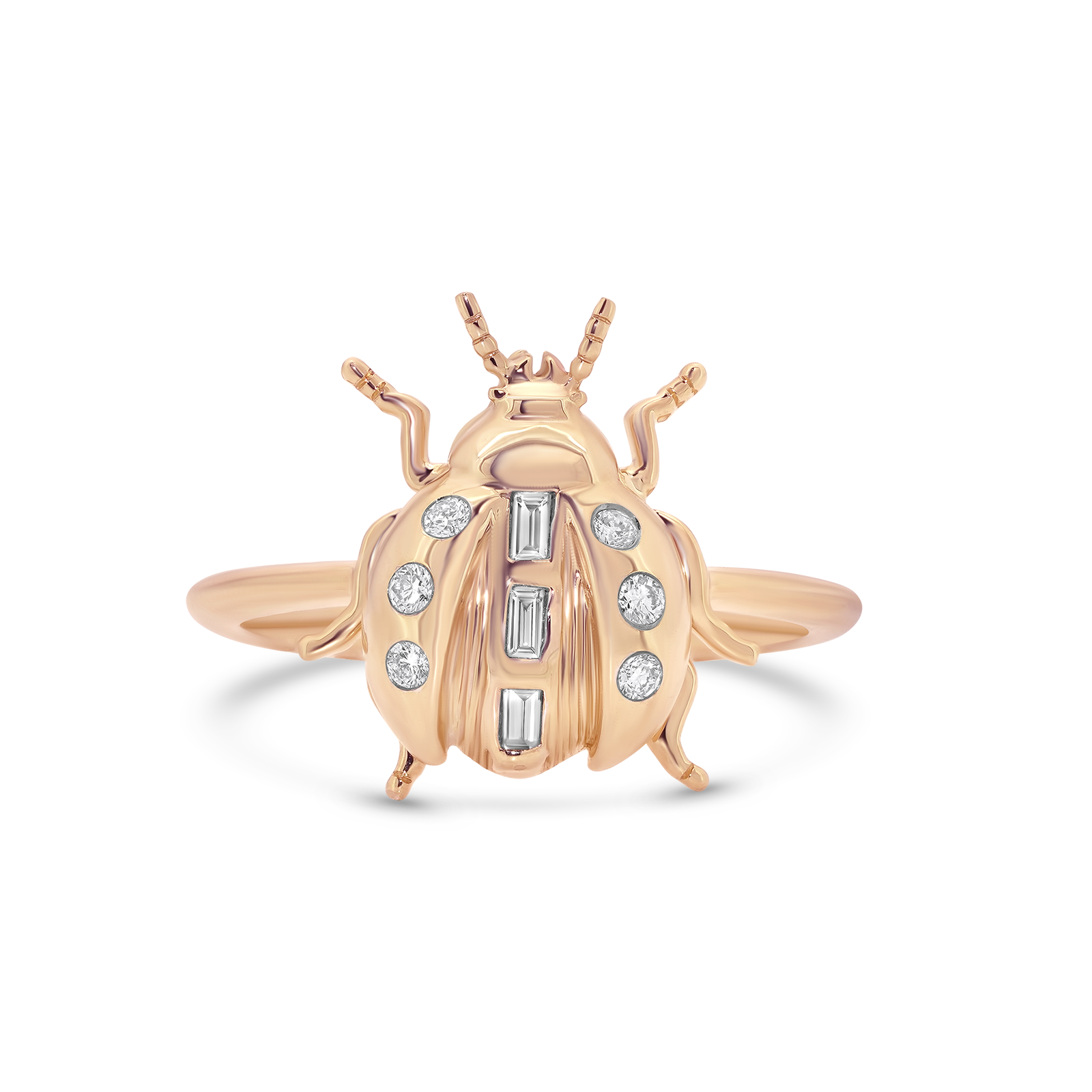 Lady Bug Gold & Diamond Pinky Ring