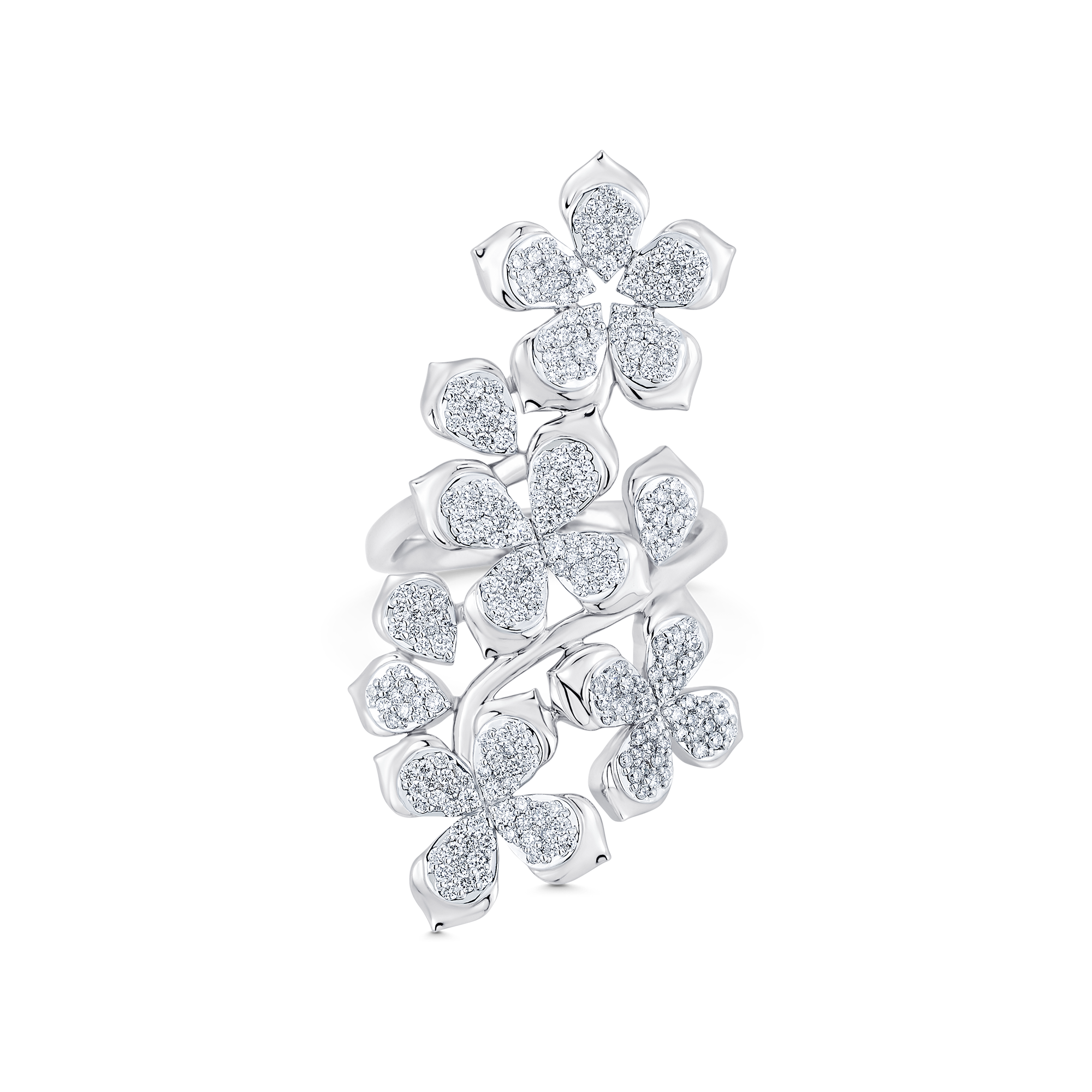 Lierre Gold and Diamond Pear Flower Ring