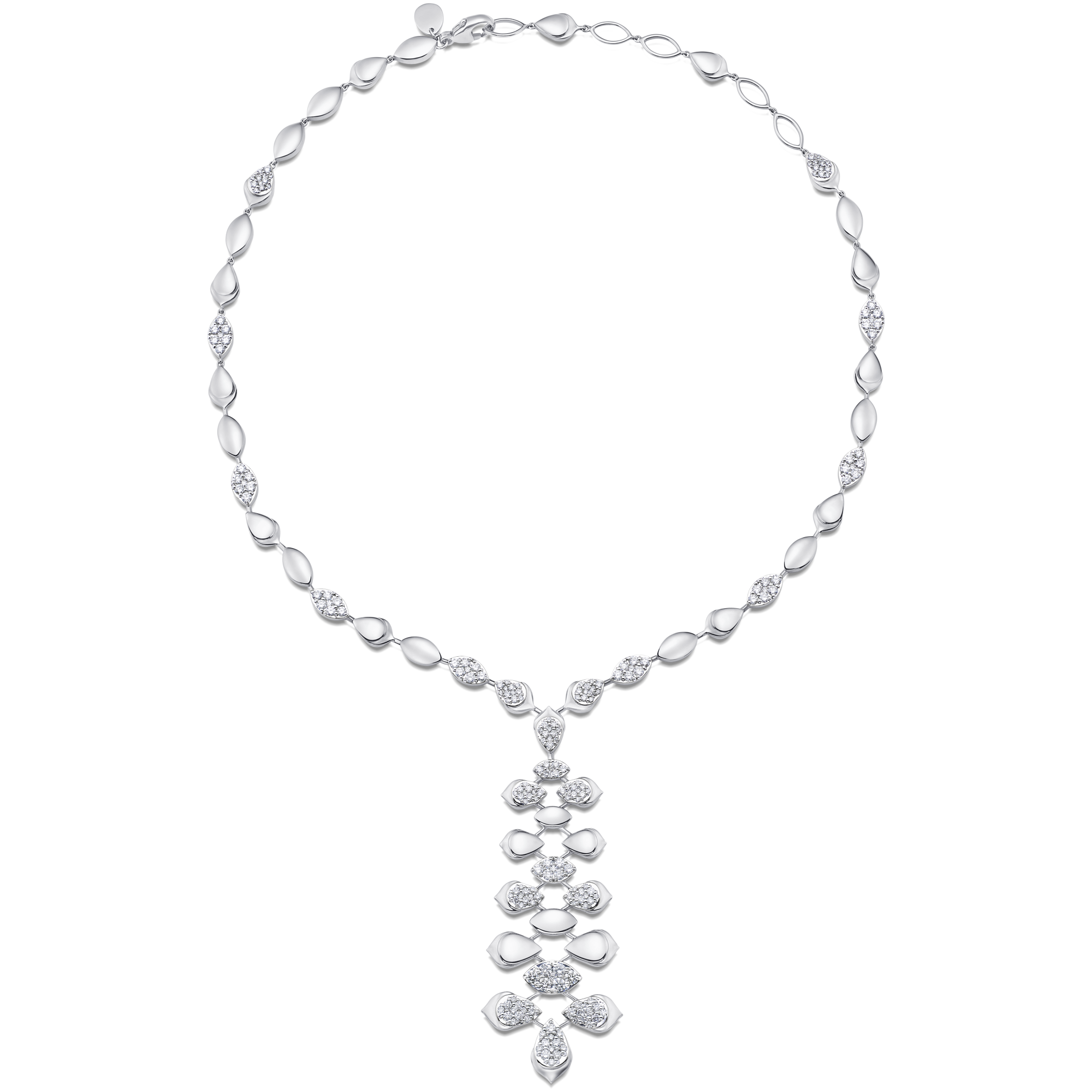 Lierre Gold and Diamond Partial Pear and Marquise Drop Necklace
