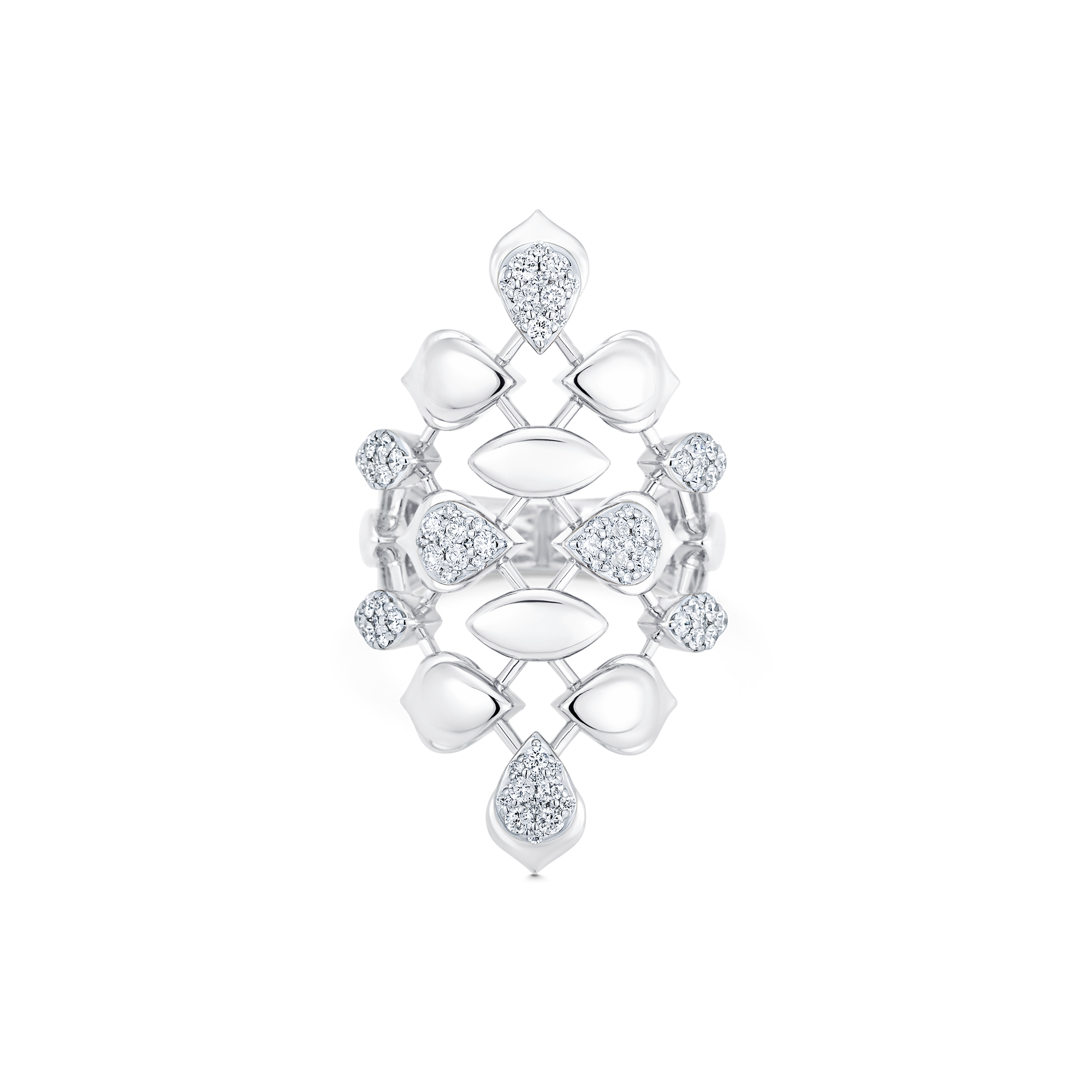 Lierre Gold and Diamond Partial Marquise Pear Vertical Ring