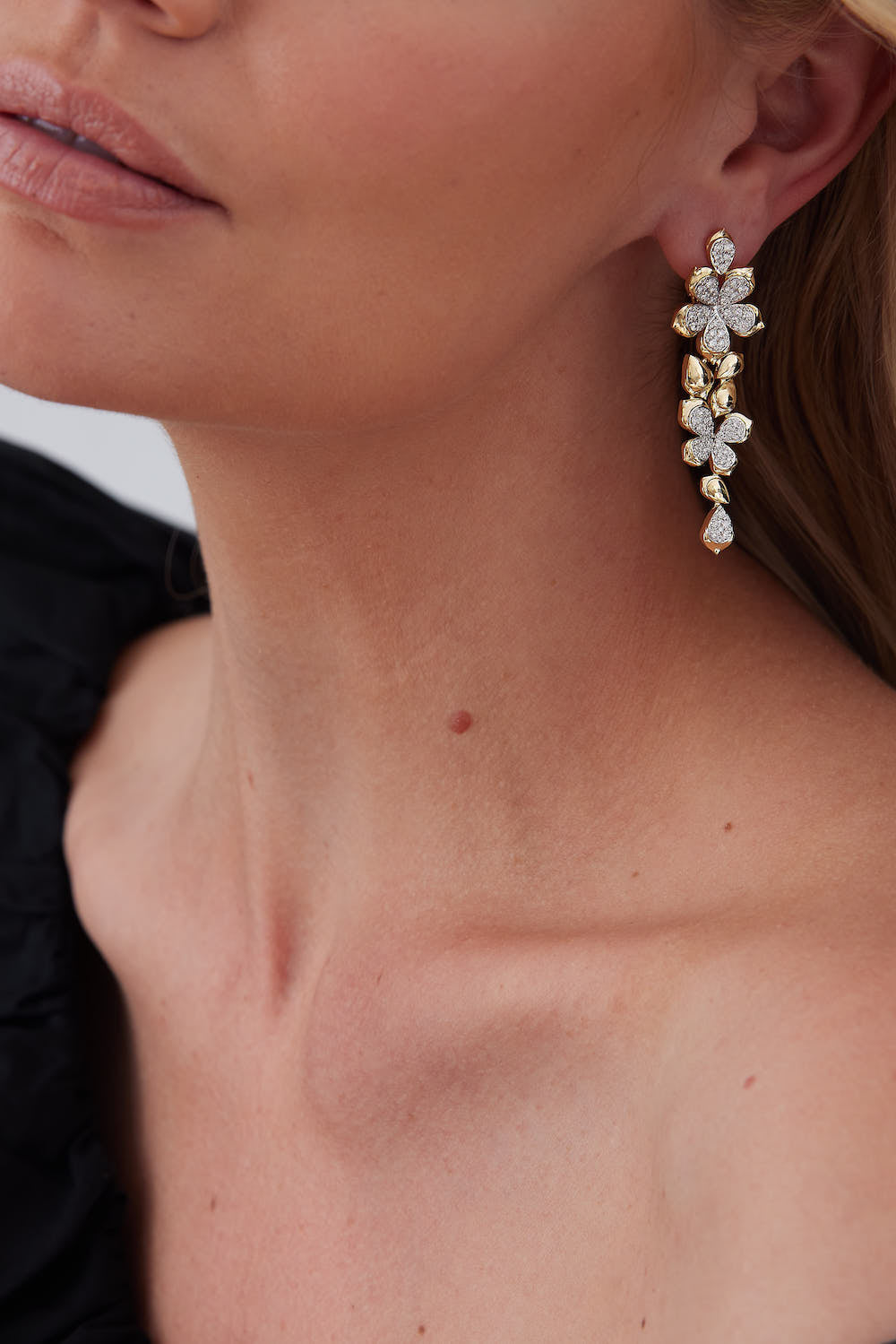 Lierre Gold and Diamond Detachable Partial Pear Flower Drop Earring